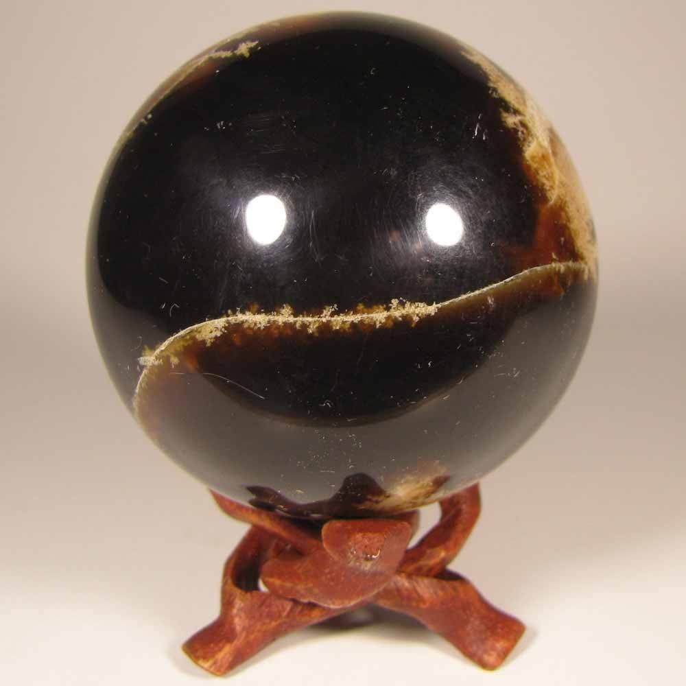 2.5″ Natural FOSSIL AMBER Polished Sphere w/ Stand – Sumatra, Indonesia – 65mm