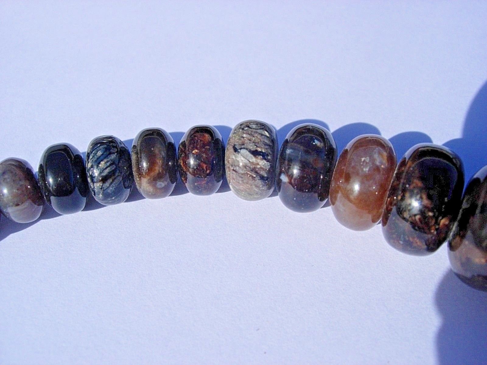 63 grams Tempskya Fern Tree Fossil & Blue Forest Petrified Wood beads Utah B-8