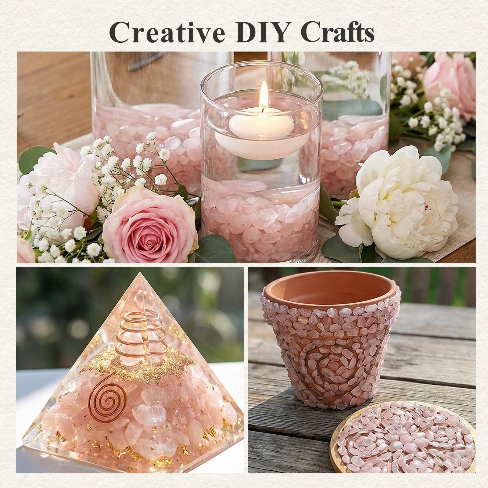 Rose Quartz Crystals, 1lb Pink Crushed Rose Quartz Chips Bulk Tumbled Stones …