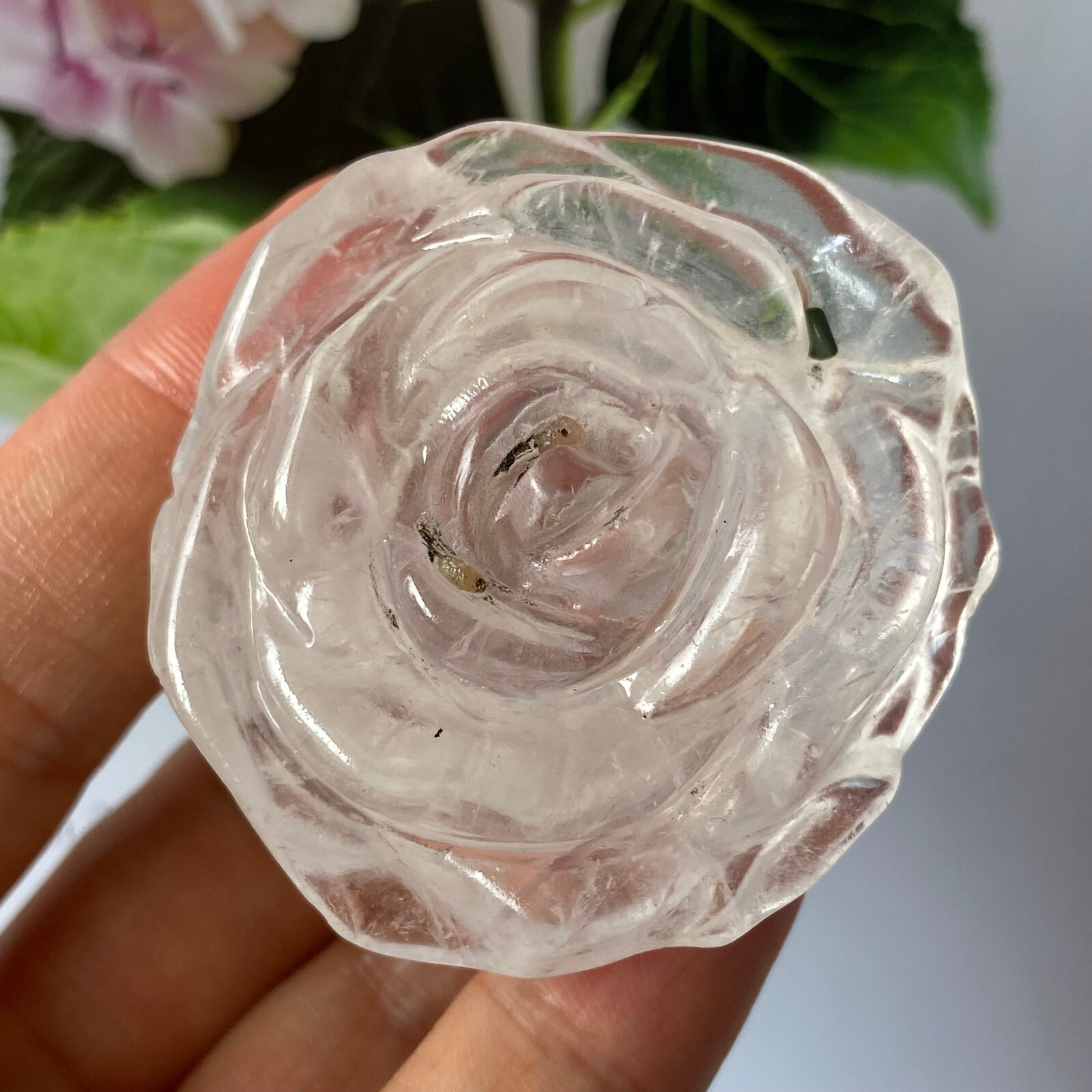 Natural clear quartz roses flowers skull hand carved reiki Healing 1pc