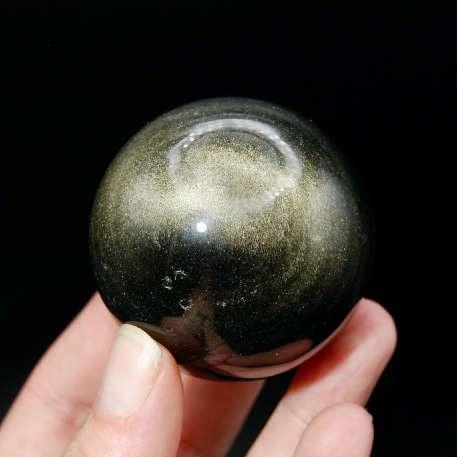ONE Small Gold Sheen Obsidian Crystal Sphere, Super Flashy 20mm to 40mm