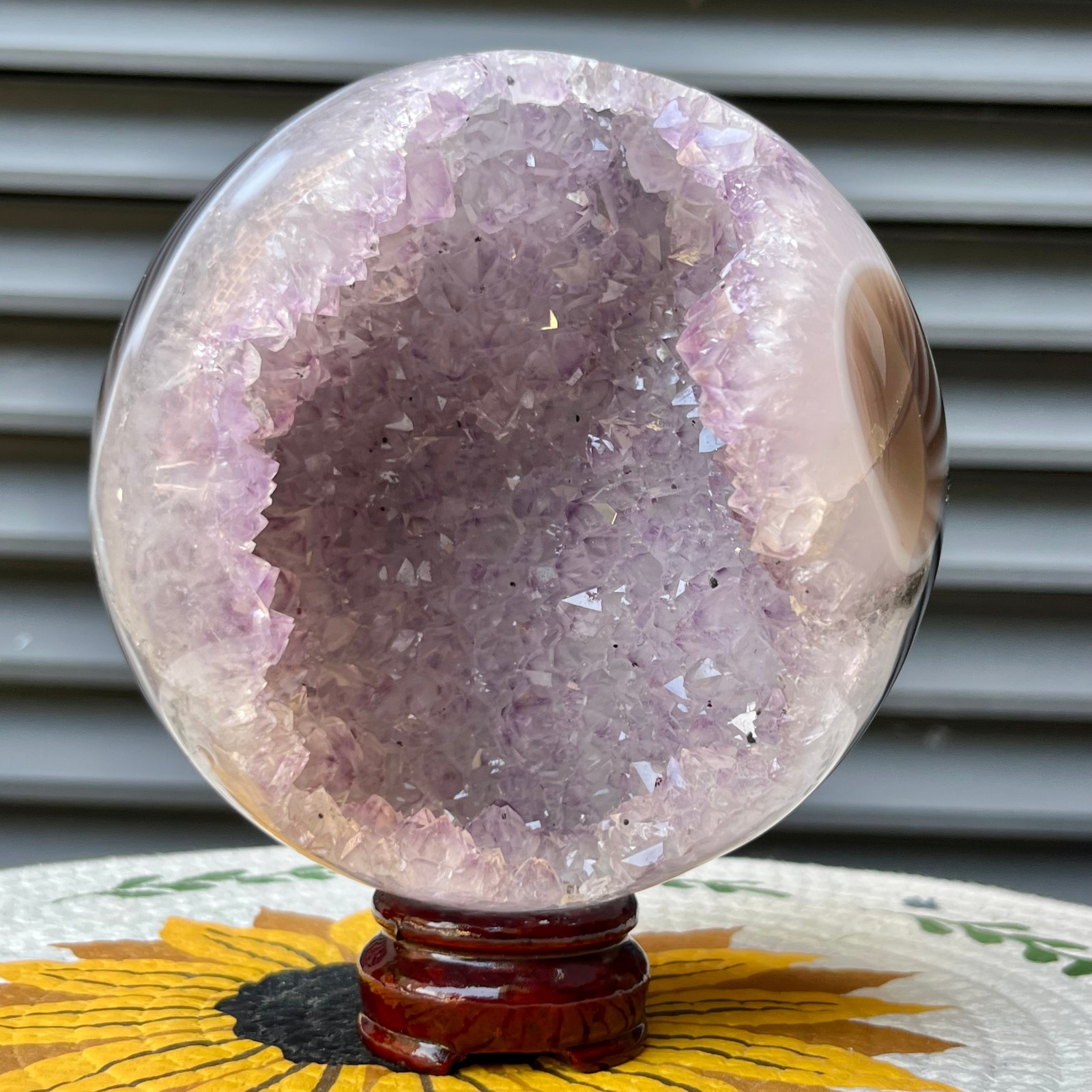 4.3 lb Natural Amethyst Crystal Cluster Sphere Druzy Ball Polished Agate Display