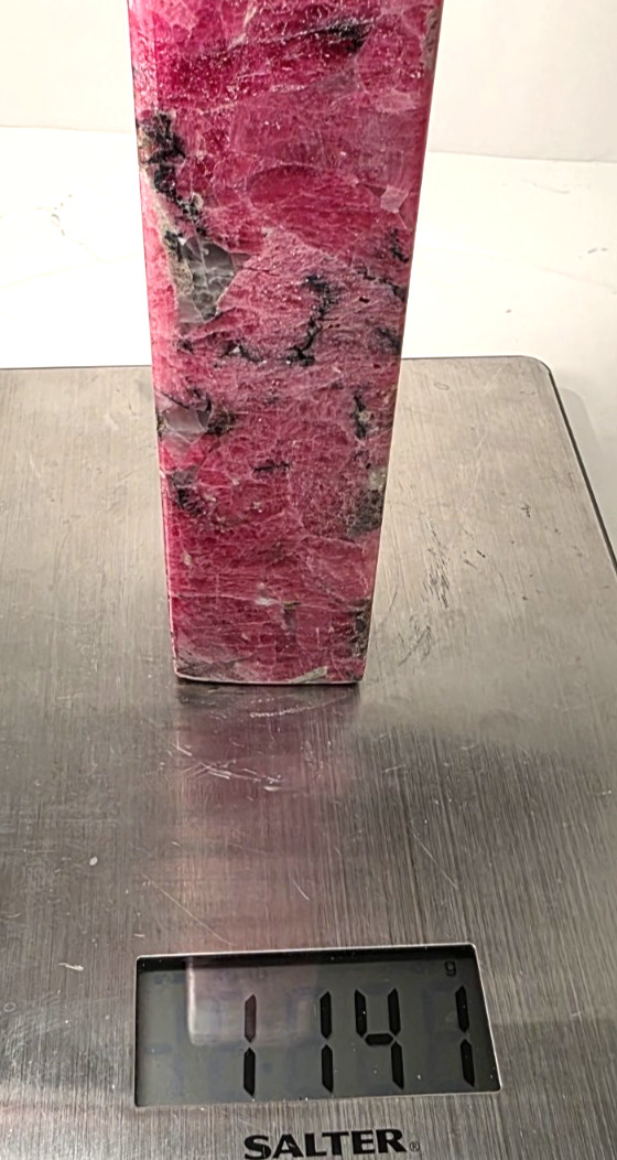 9.5″ 2.5 lb Rhodonite Polished Tower Elegant Pink/Black Obelisk Statement Piece
