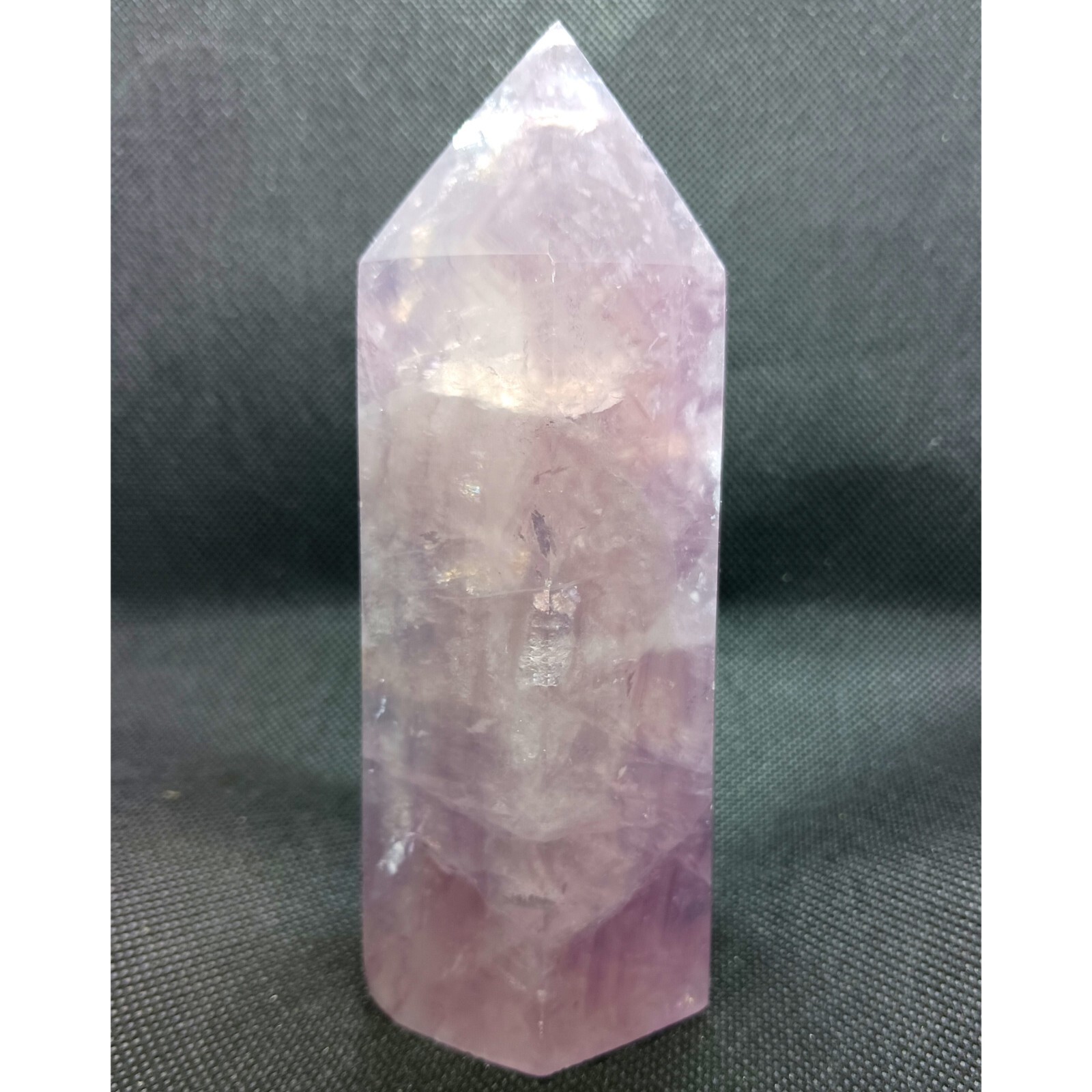 Lilac fluorite tower- mica fluorite crystal point large polished purple fluorite