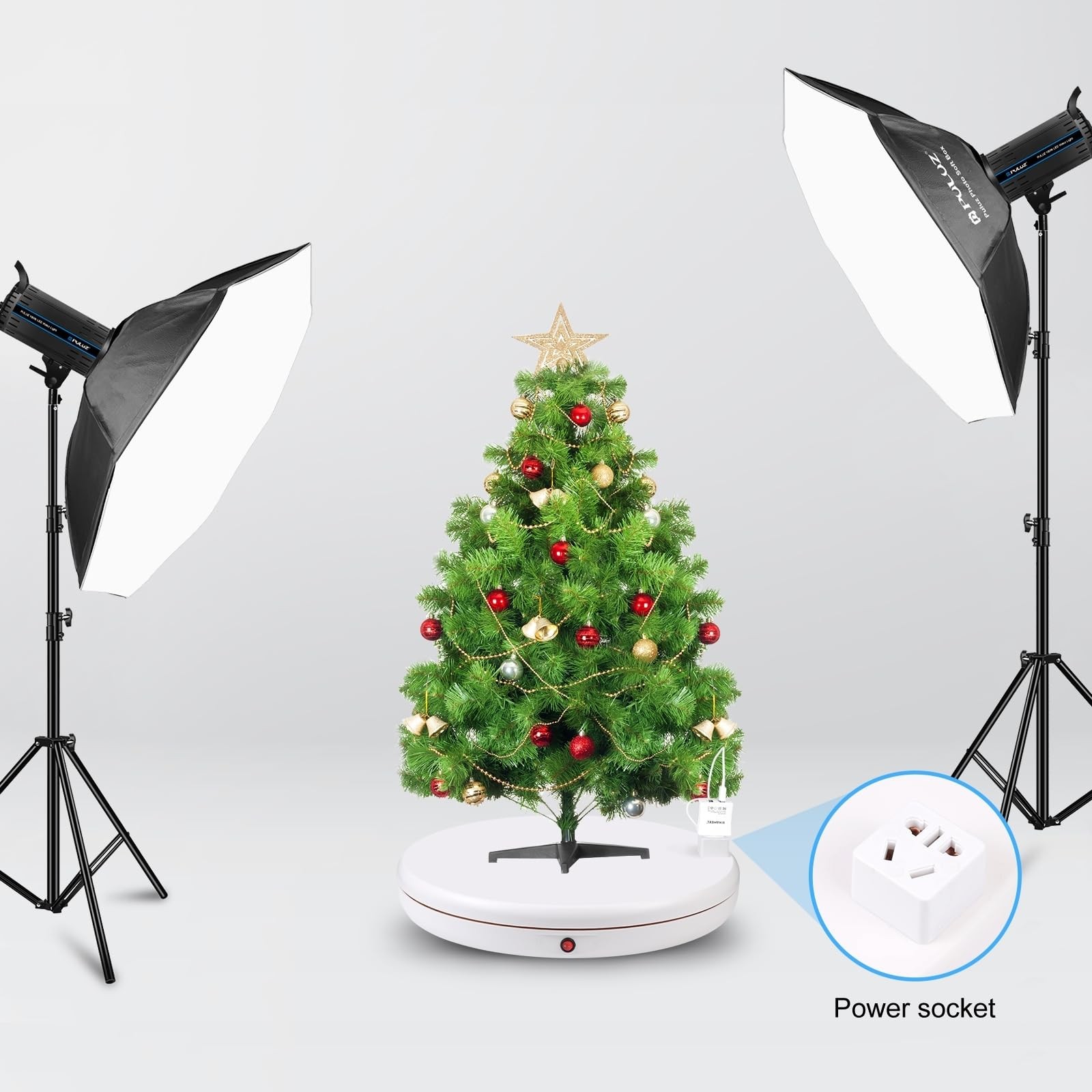 JORIXXY 45cm/18Inch Electric Motorized Rotating Turntable Display Stand