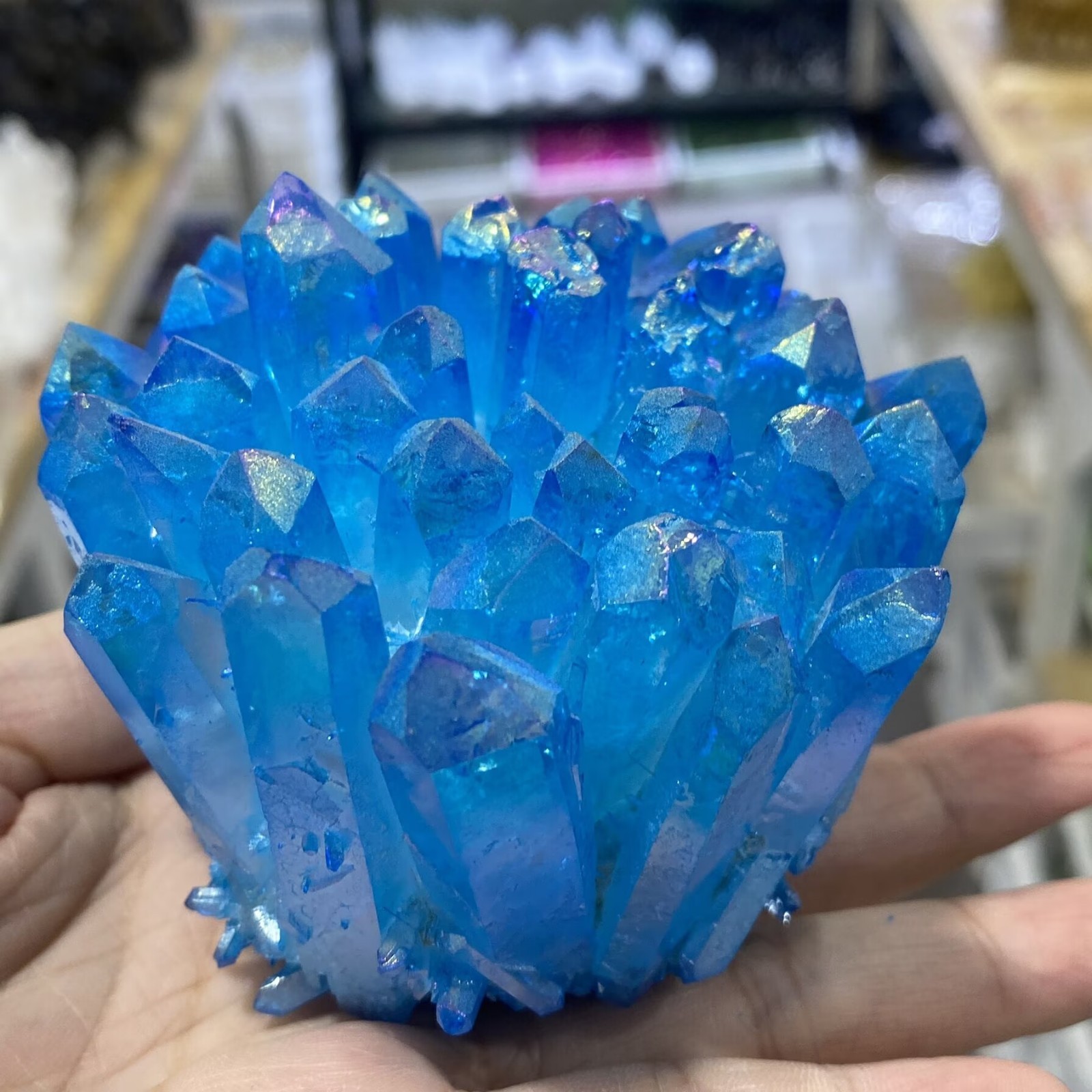 Electroplate blue Quartz Crystal Cluster Mineral Specimen Healing 300g+ 1pc