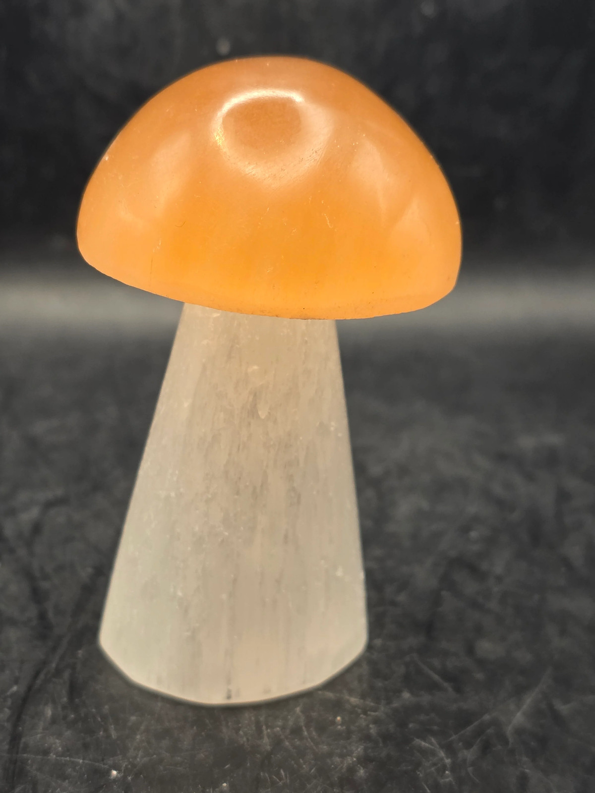 Medium Peach top selenite mushroom! 3 inches tall!