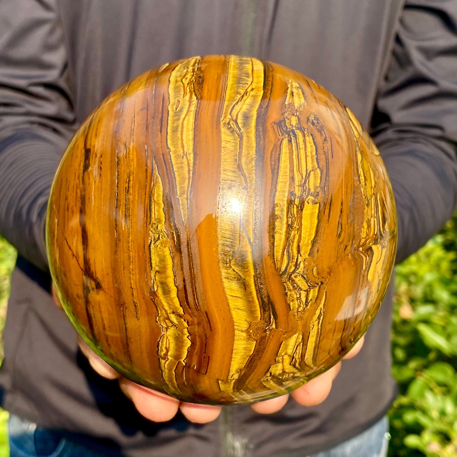 4.98LB Large Natural Tiger Eye Stone Crystal Ball Quartz Healing Sphere Décor