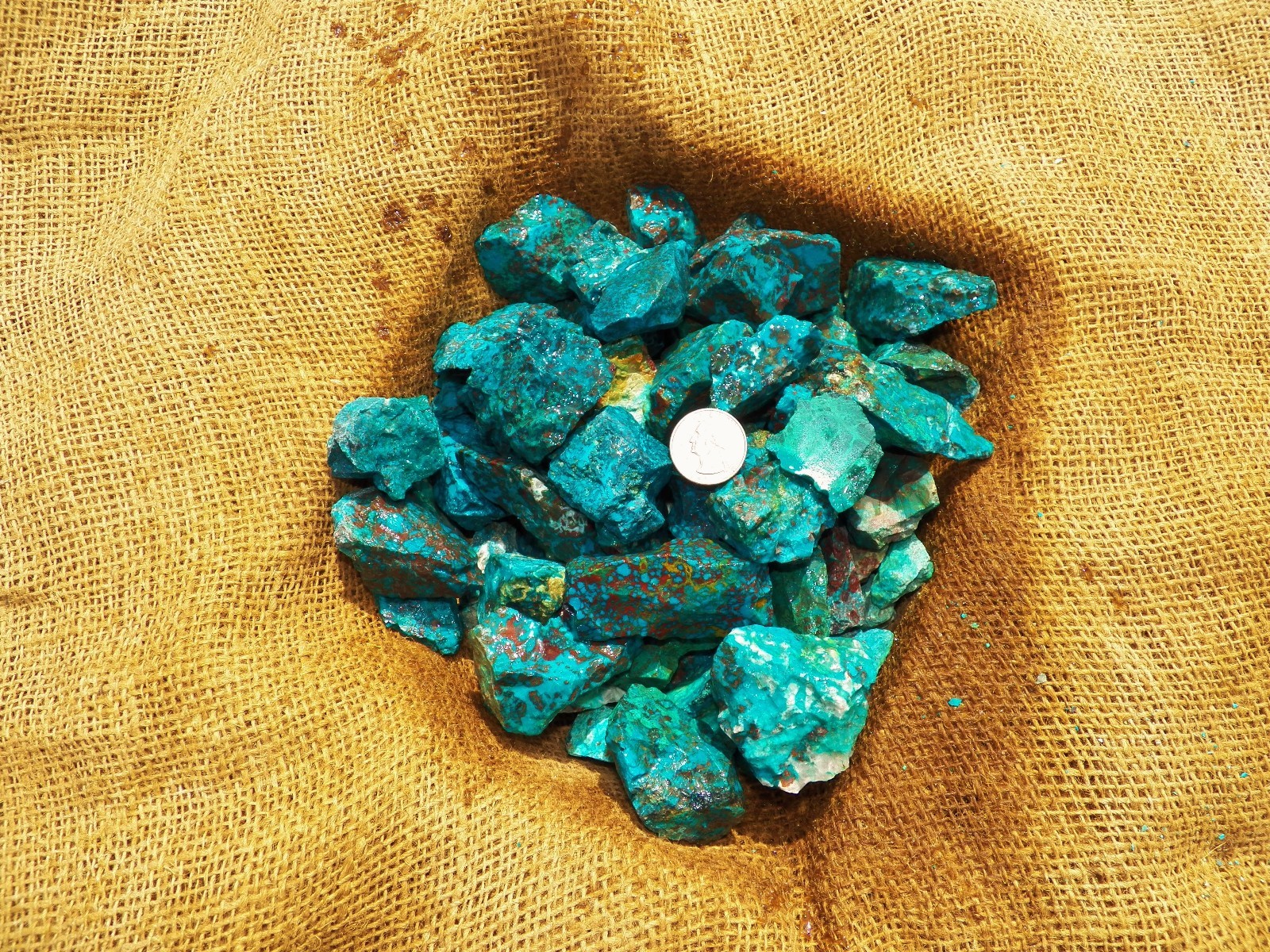 1000 Carat Lots of Chrysocolla & Turquoise Rough – Plus a FREE Faceted Gemstone