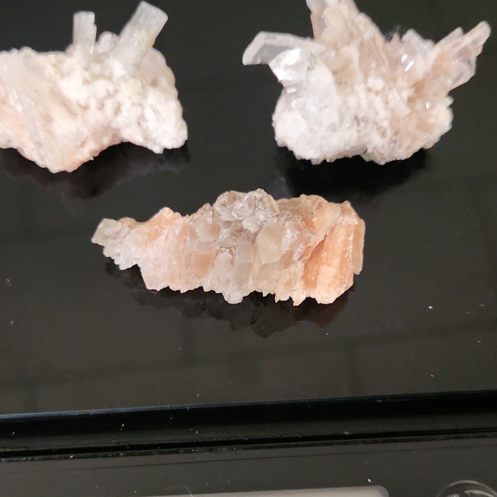 3 Stilbite & Apophyllite Crystal Mineral Specimens Lot | Peach Zeolite Clusters