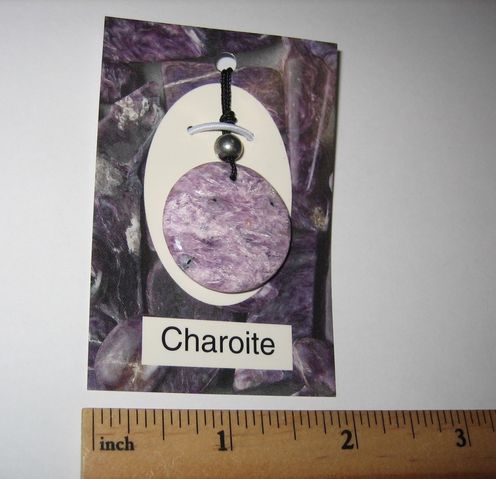 27mm POLISHED A+ NATURAL CHAROITE STONE MINERAL CORDED ROUND DISC PENDANT *1