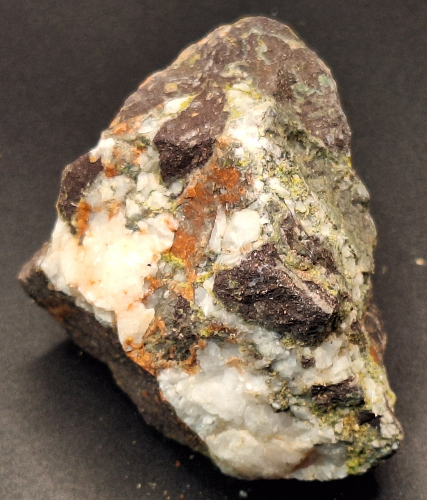 Calcite On Pretty Multi Colored Amygdaloidal Basalt From Copper Mine Michigan