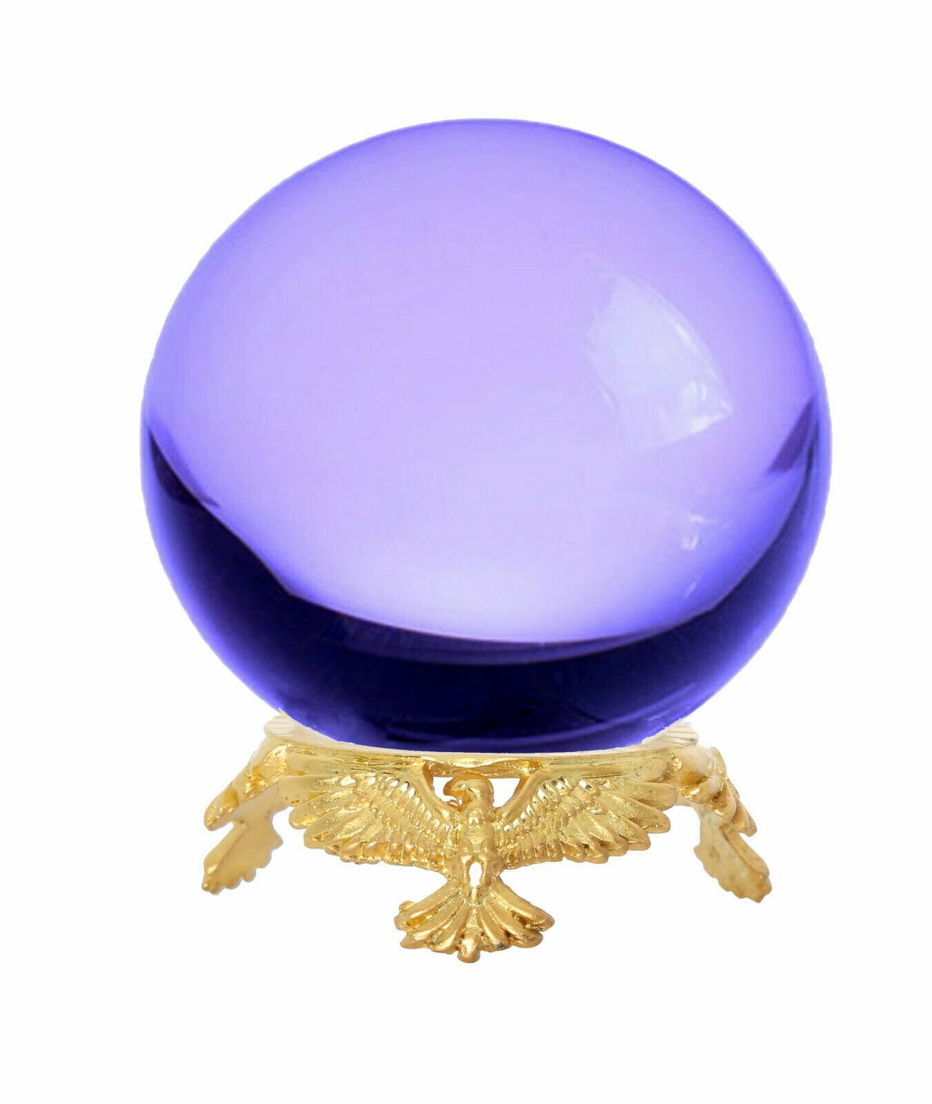Crystal Ball 50mm Sphere for Feng Shui, Meditation, Decor, with Gold Eagle Stand