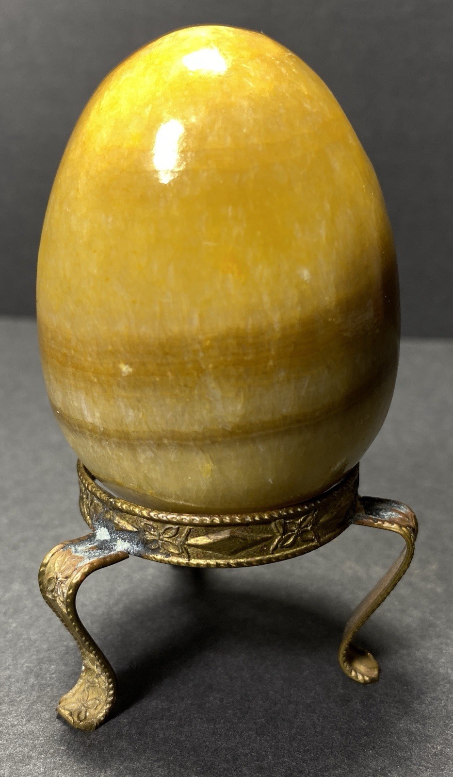 Natural Onyx Stone Egg With Stand Hand Polished Banded Agate Calcite Crystal
