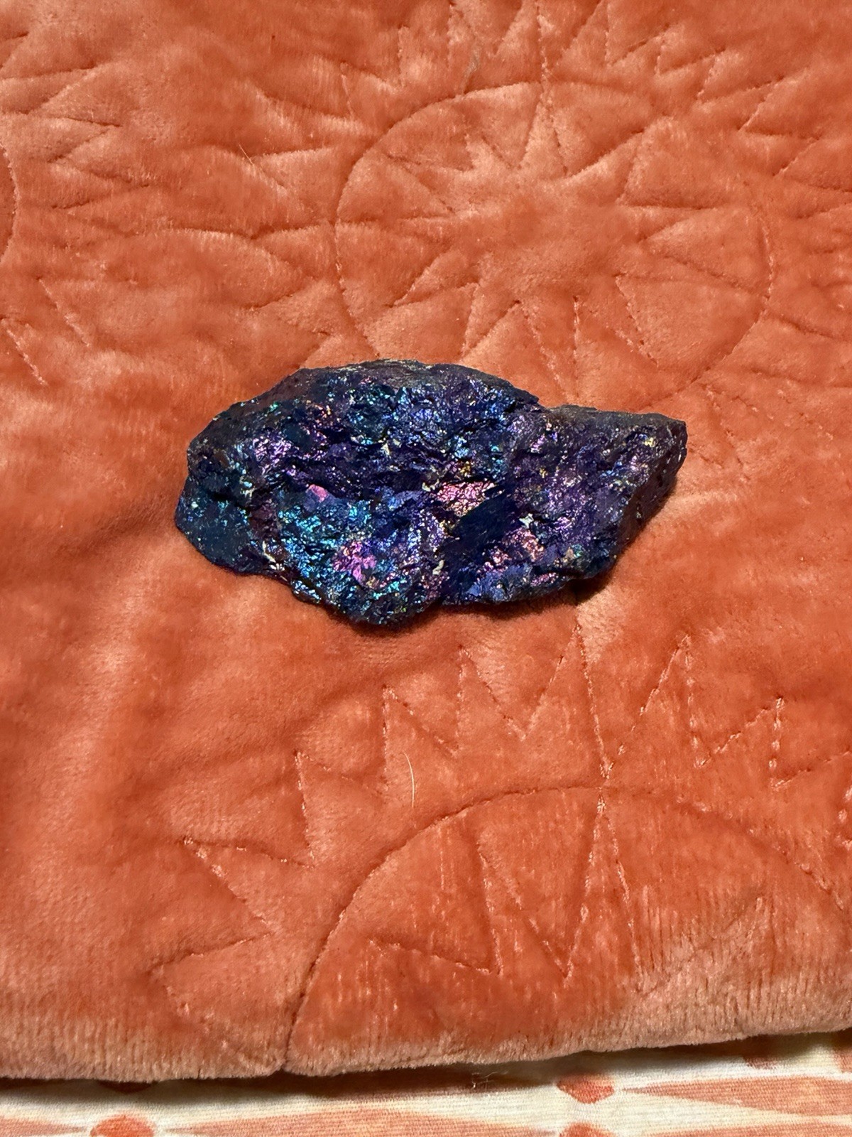 Iridescent Peacock Ore Rough Mineral Specimen Display Piece, Blue/Purple 3 in