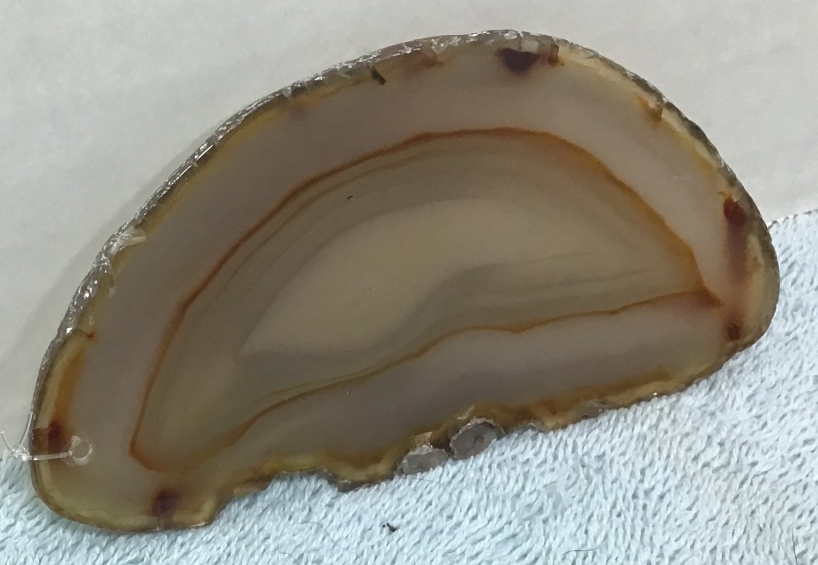 Brazilian Agate Slice Gemstone Opaque With Pink Orange Yellow Tan