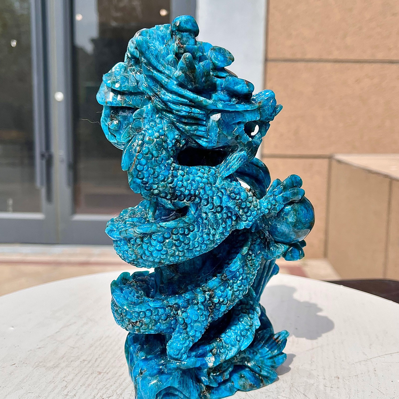 3.74LB Natural dreamy blue lithium gray pattern, hand carved and healed