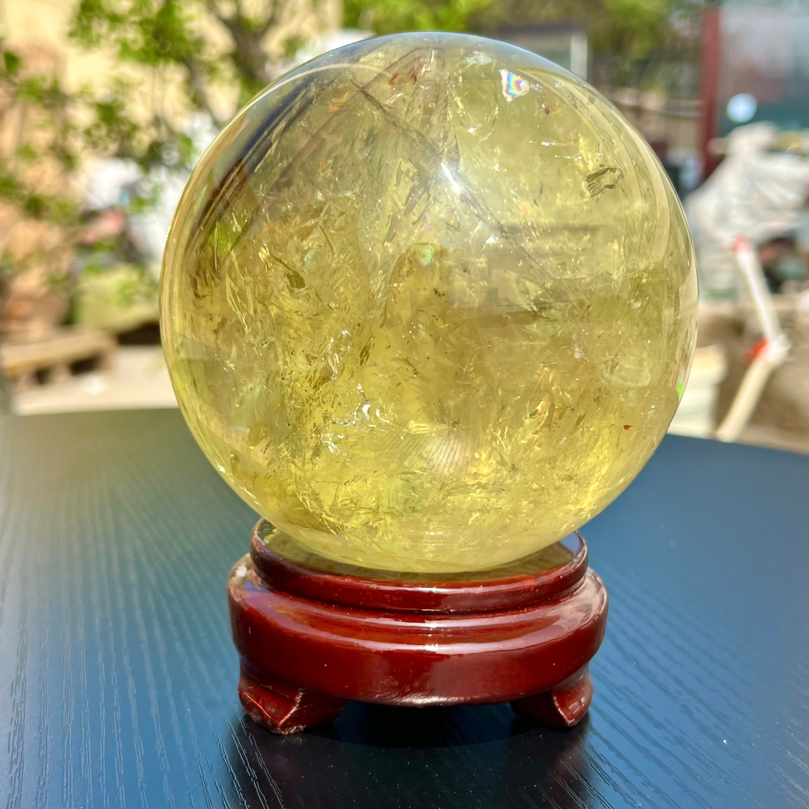 5LB Top Natural Citrine Sphere Quartz Crystals Reiki Ball Gems Decorate Gift