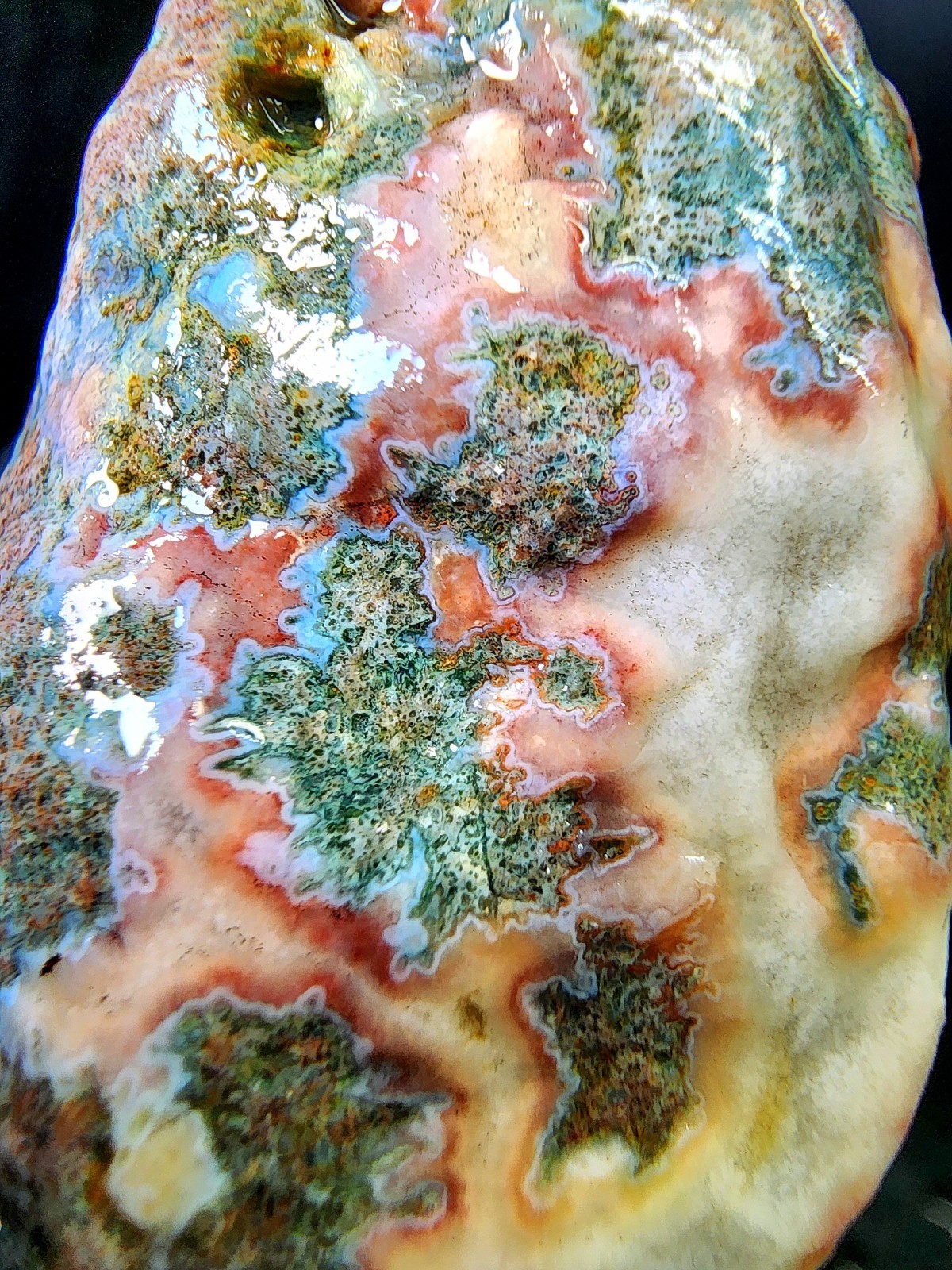 Rare Lake Superior Orbicular Moss Agate – Pink Blue & Green Chalcedony – 2.0 oz