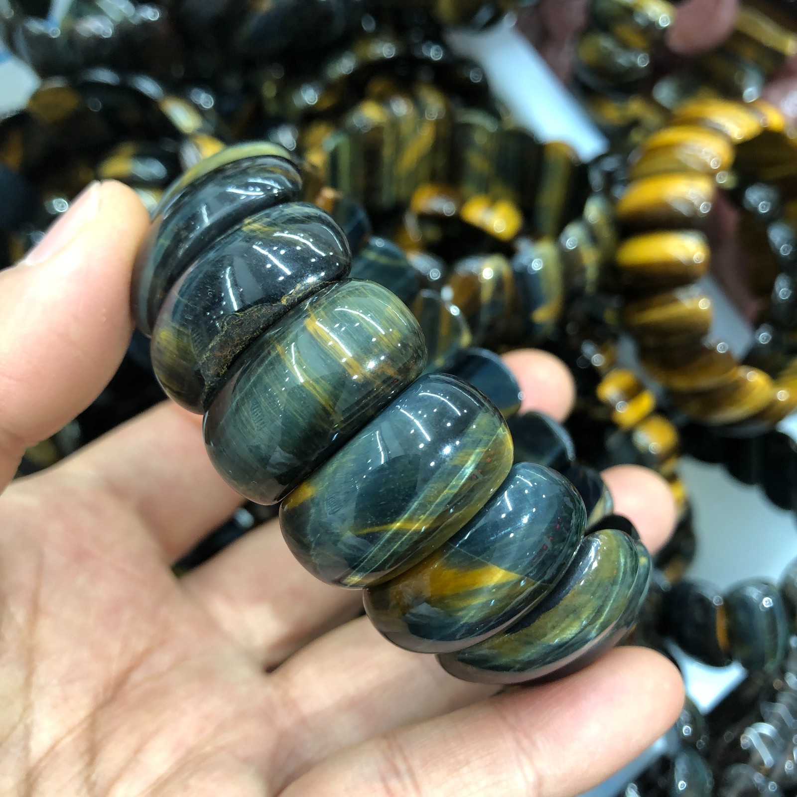 1Pcs Natural Tiger’s Eye Stone Bracelet Brown Gemstone Stretch Bracelet Handmade