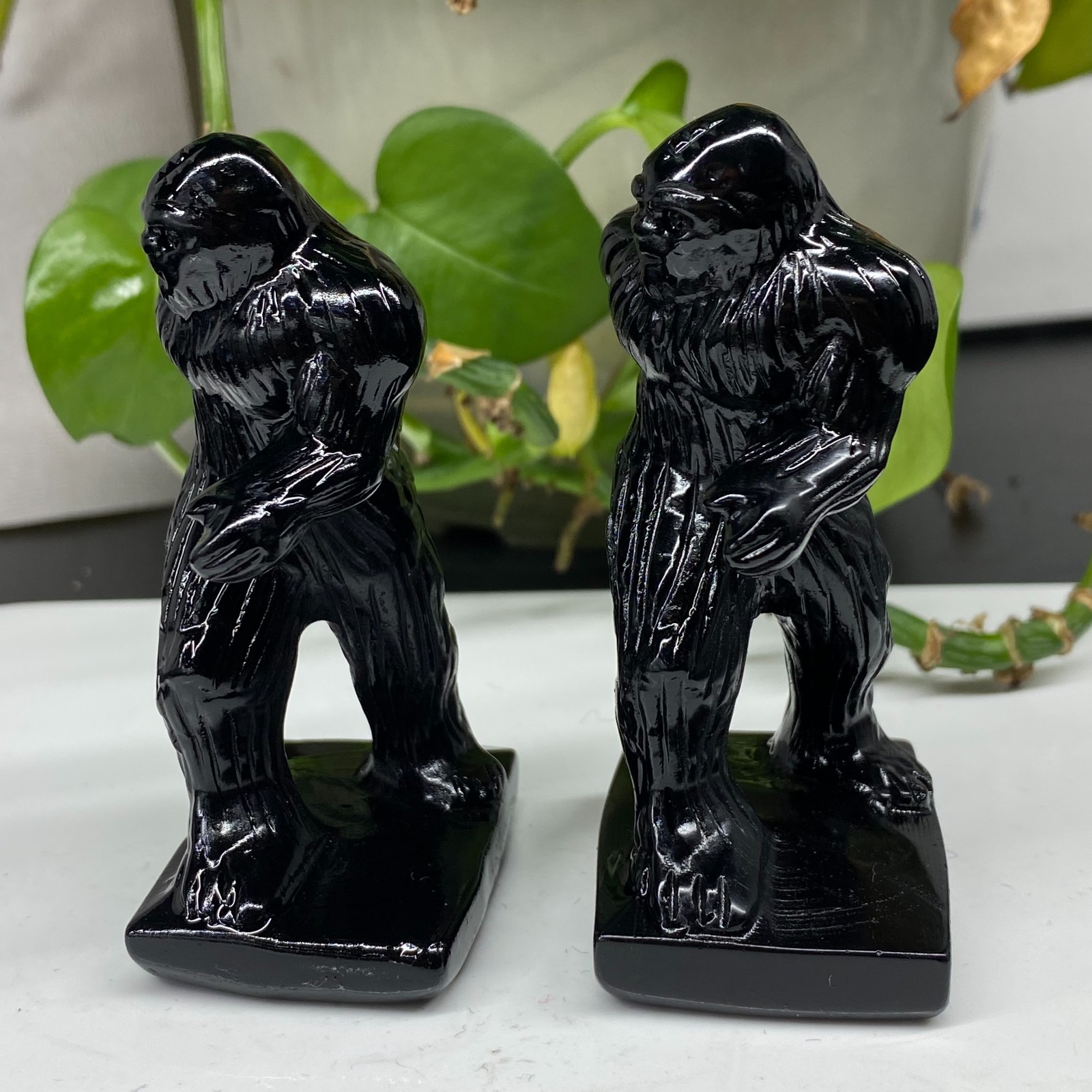3” Natural Obsidian Sasquatch skull carved quartz crystal Reiki healing 1pc