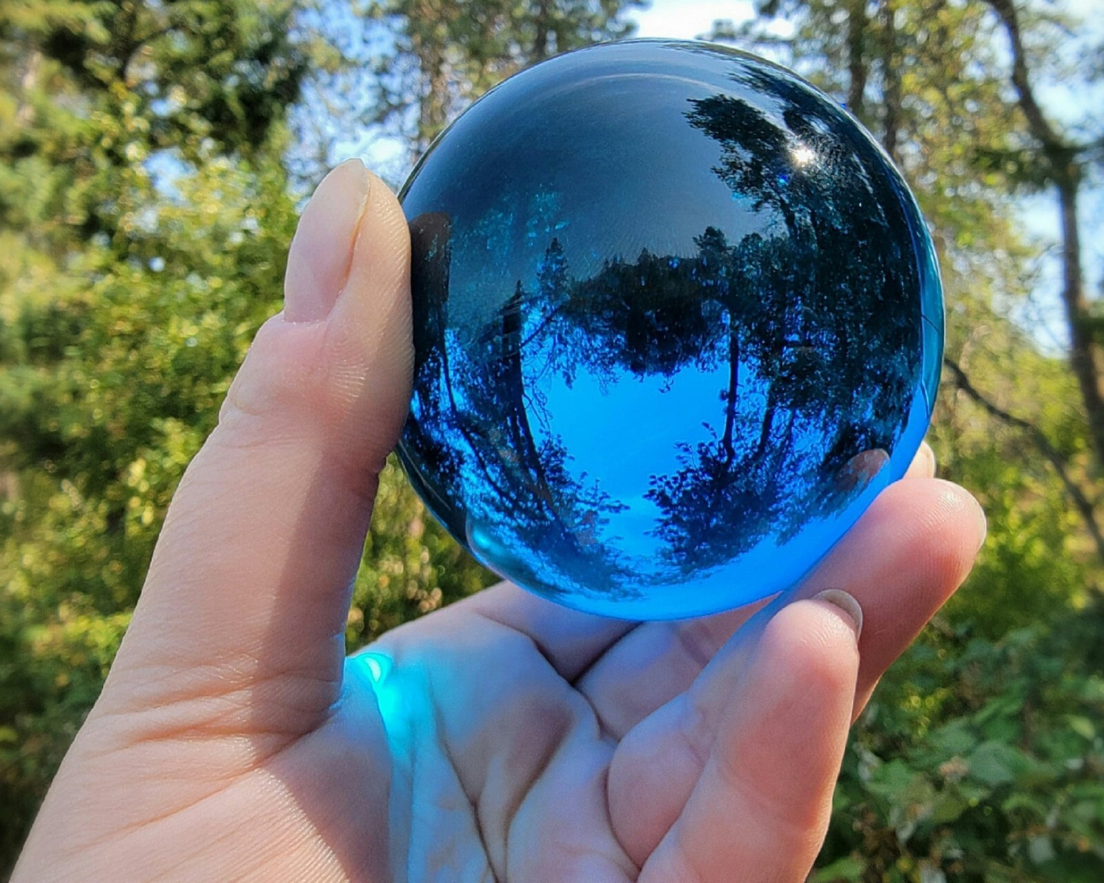 80mm Blue Crystal Ball, Blue Glass Scrying Sphere, 3.15 inch