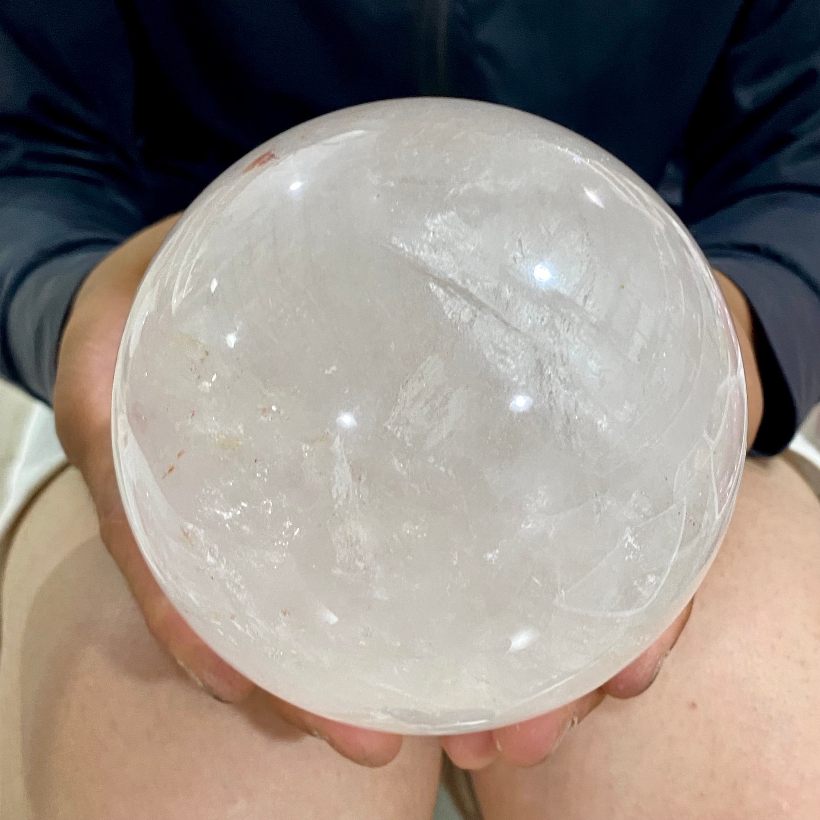 3.94LB Natural White Crystal Clear Quartz Crystal Sphere Ball Healing