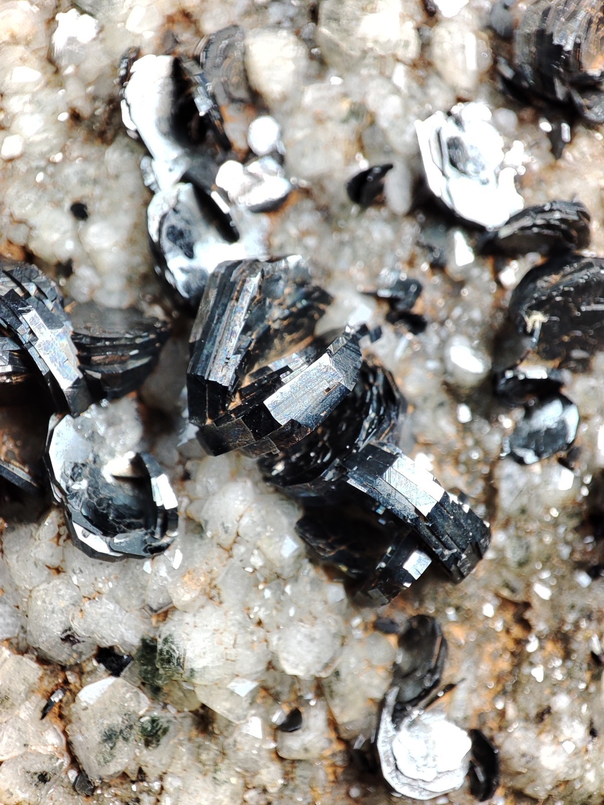 1850-gm Lustrous Hematite Crystals with Albite on Matrix, Large Size Specimen.