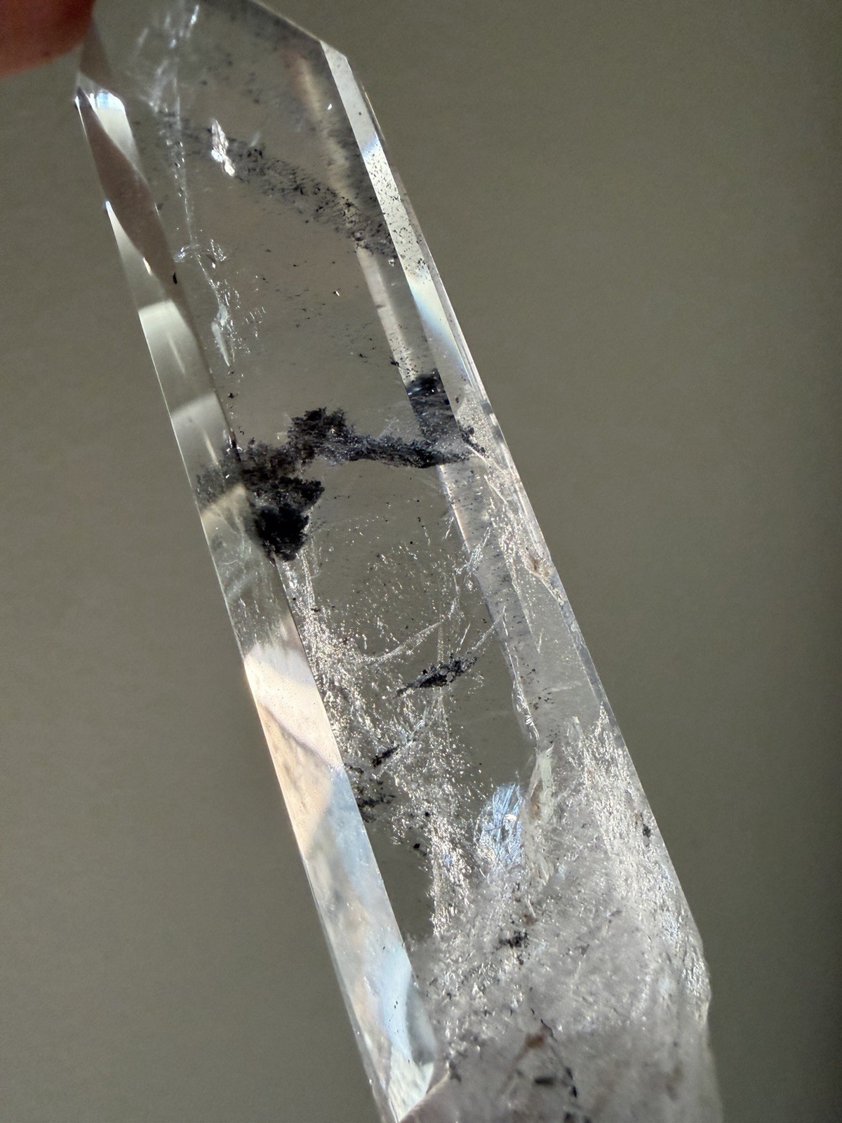 Brazil Lemurian Quartz with Black Scenic Inclusions | Semi-Polished High Clarity