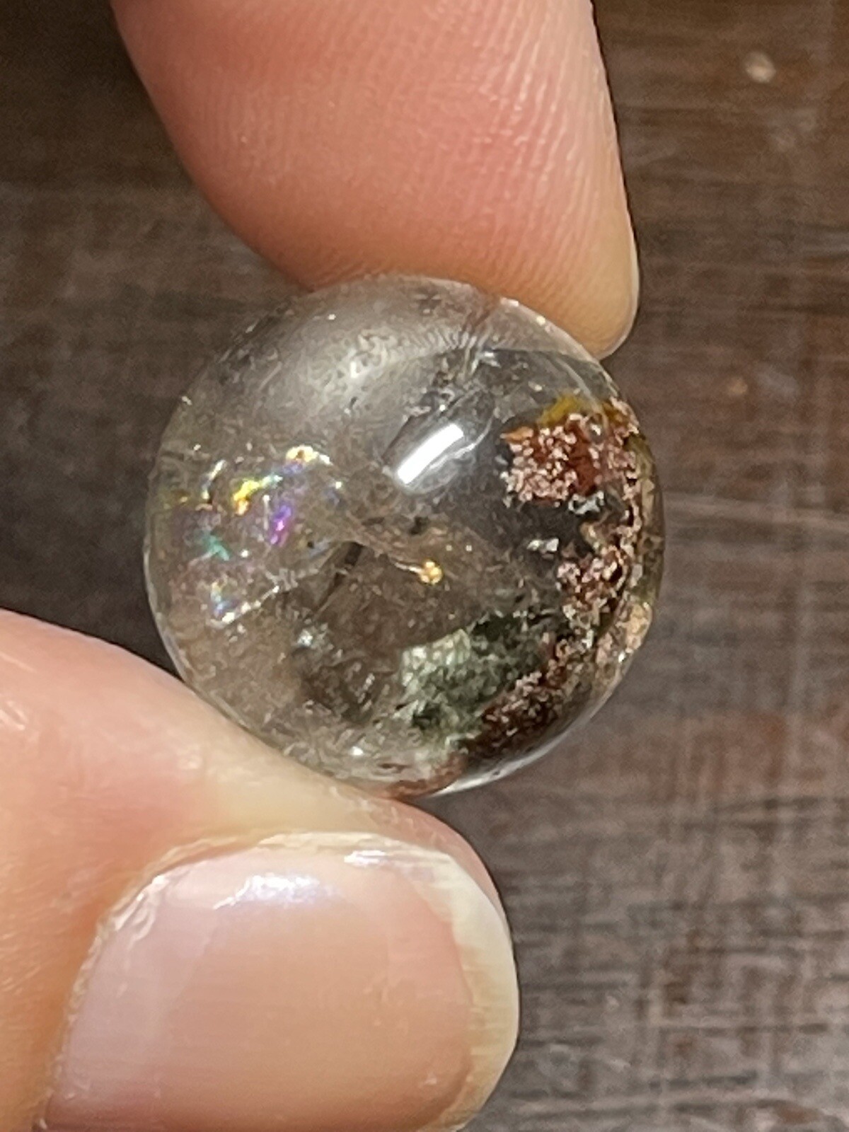 Garden Scenic Quartz with Rainbows Mini Sphere Ball Orb Marble 16.5mm 5g