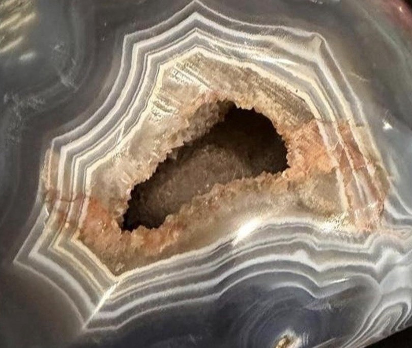 Large 4.6 Pound Orca Blue Agate Crystal Geode with Deep Druzy Cave