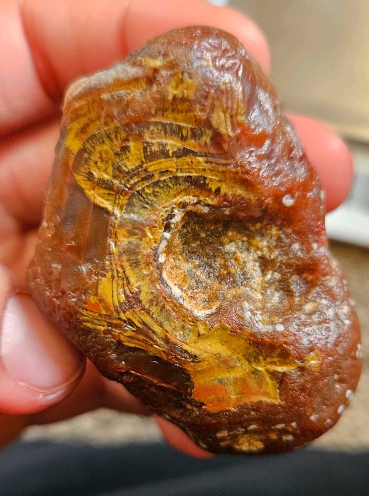 Lake Superior Agate Rough Brown Red and White Banded Stone 6.18 oz