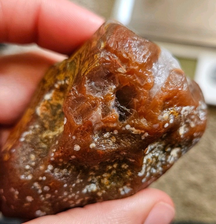 Lake Superior Agate Rough Brown Red and White Banded Stone 6.18 oz