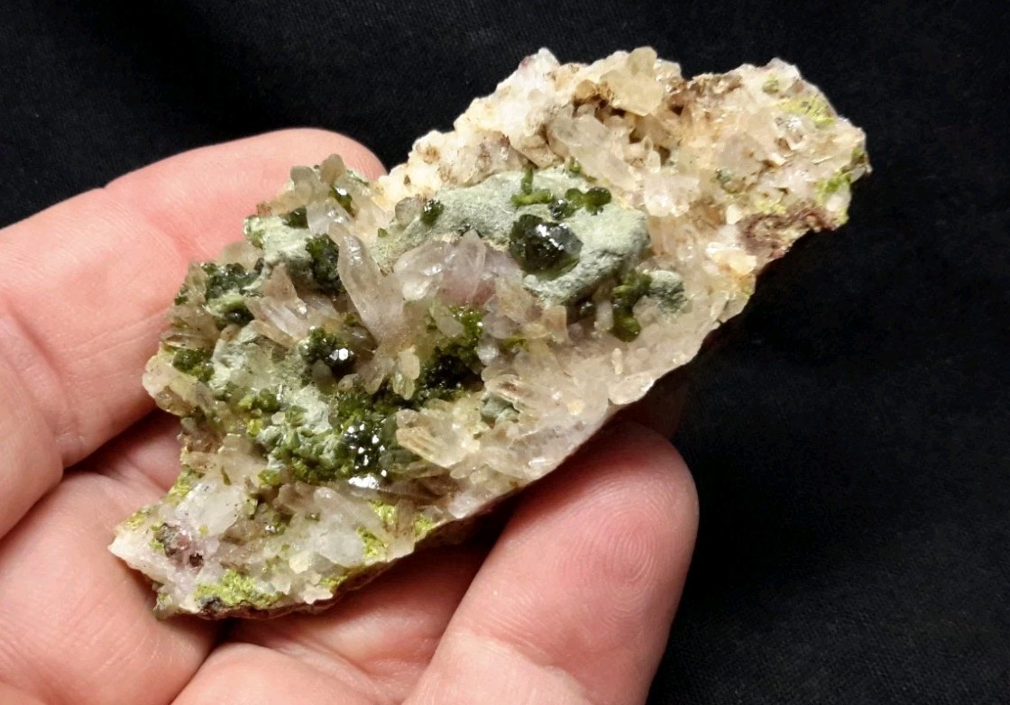 2.75″ EPIDOTE on QUARTZ from the Mibladen Mining District, Khénifra, Morocco