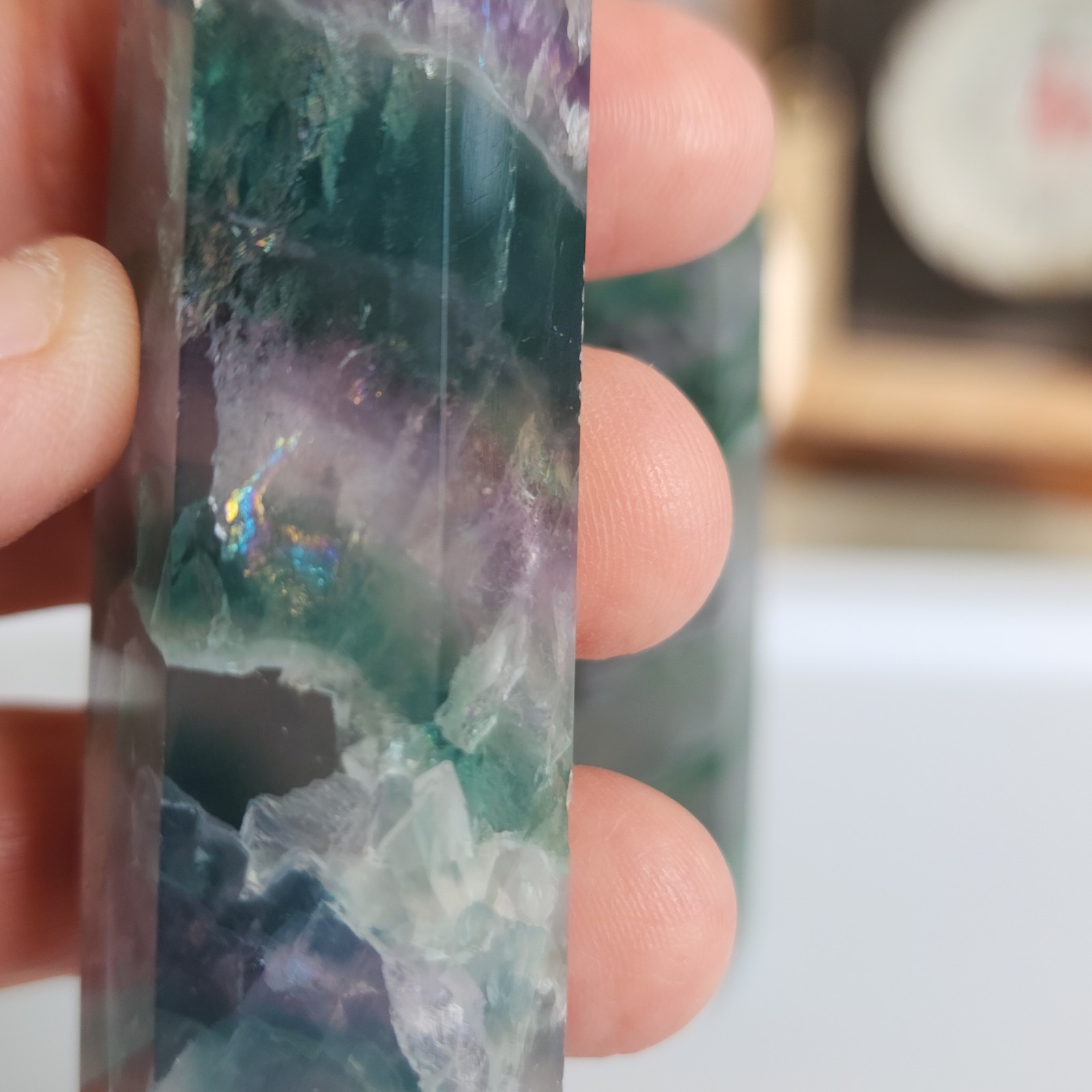 Lot Of 2 Towers Rainbow Fluorite & Moss Agate – 266g – USA