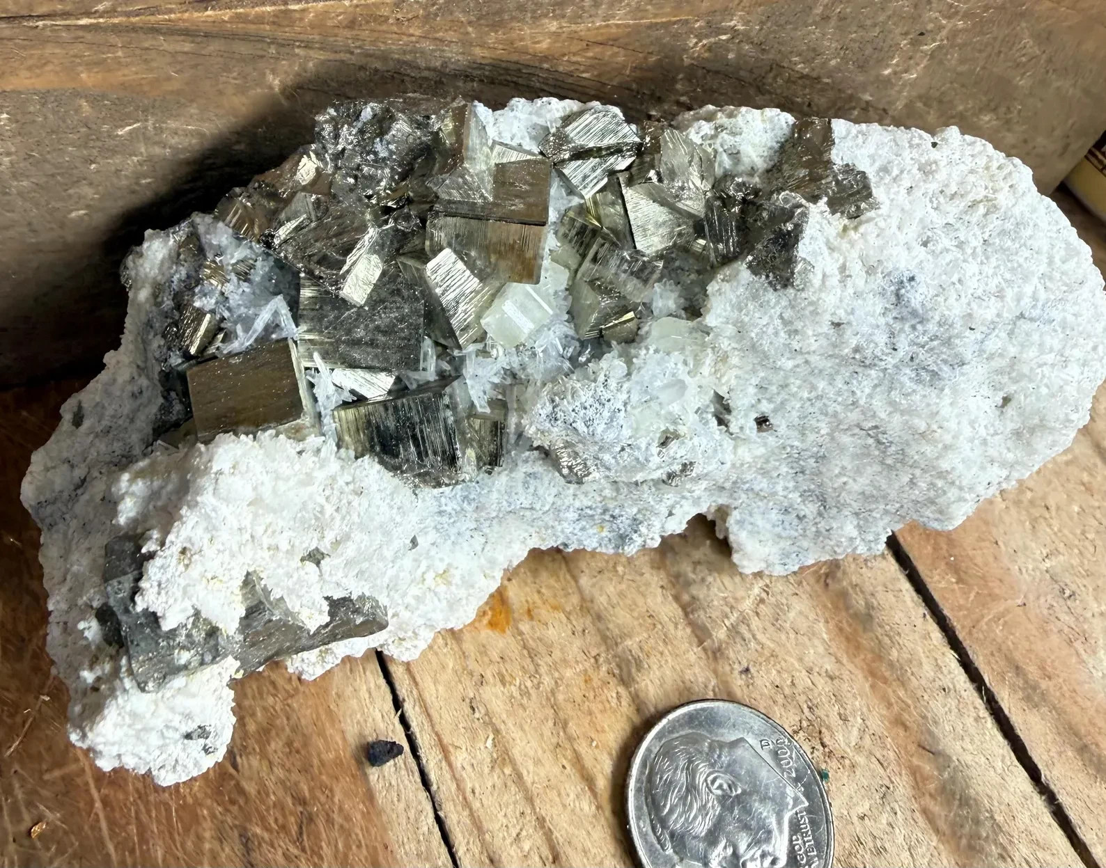 3.4″ Peruvian pyrite crystal cluster mineral specimen
