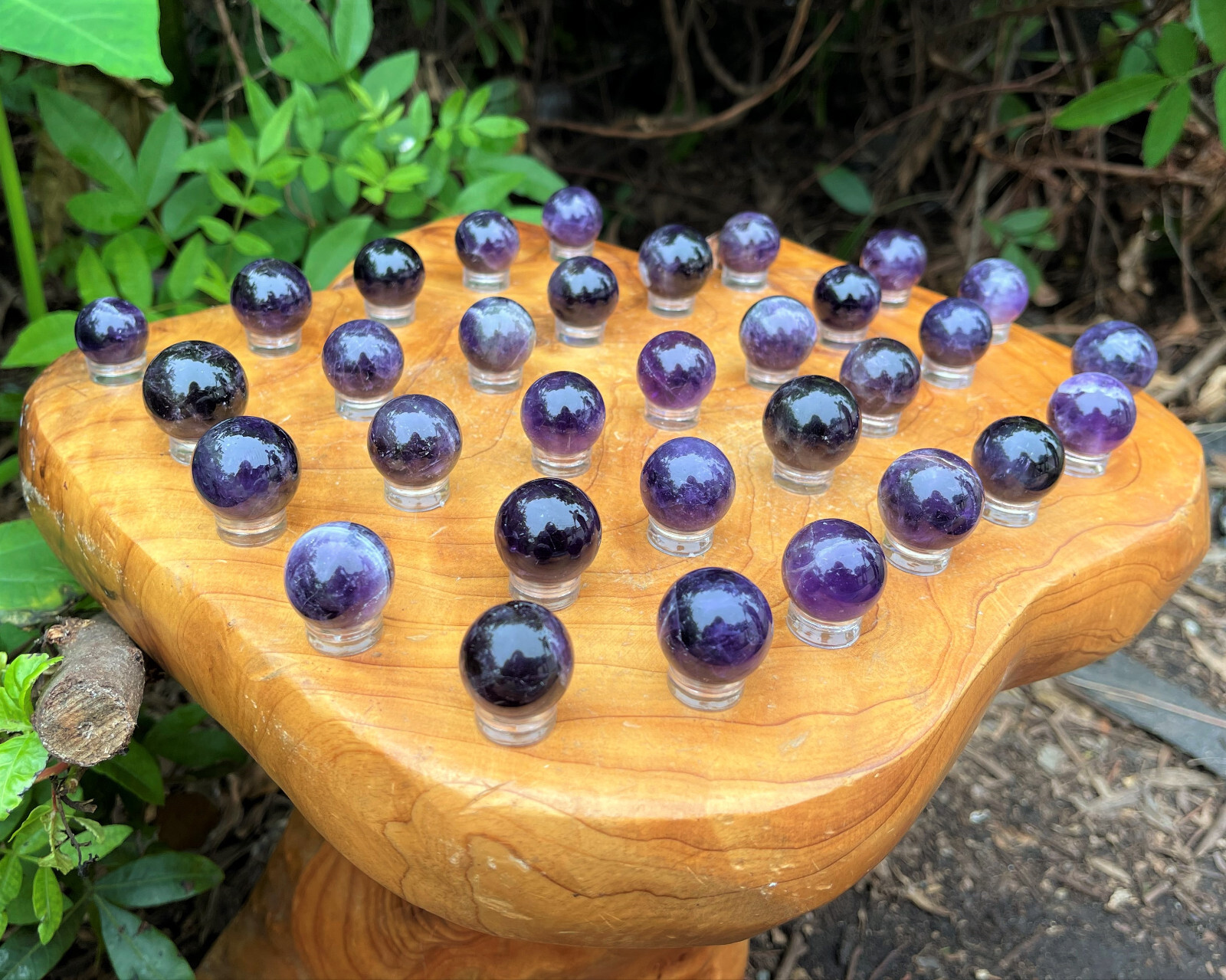 Mini Amethyst Crystal Sphere + Stand, 0.75 – 1″ (AAA Quality Amethyst Sphere)