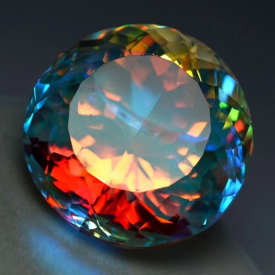 94.65 Ct+ Natural Mystic Topaz Rainbow Color Round Cut Certified Loose Gemstone