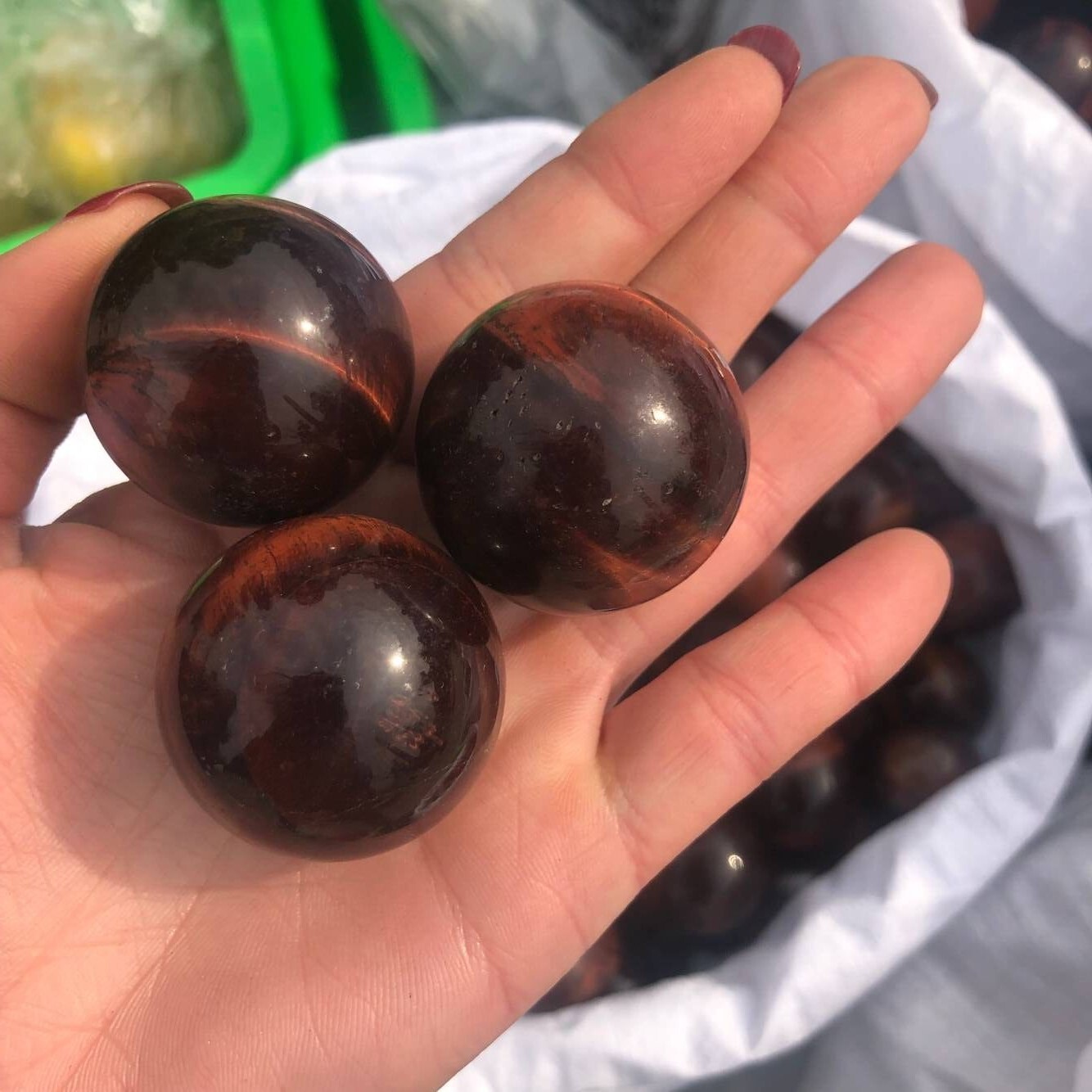 1Pcs 40mm Natural Red Tiger’s Eye Jasper Quartz Sphere Crystal Ball Healing