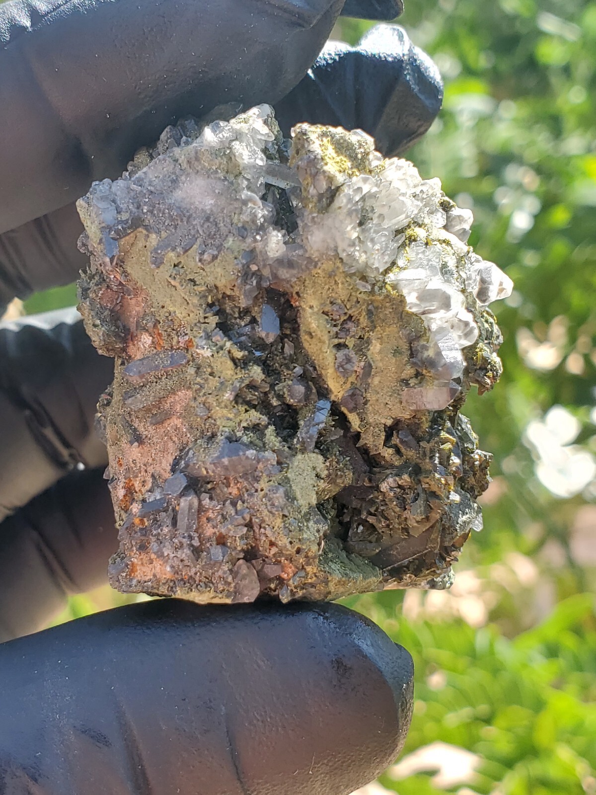64gNatural Epidote, Super Sparkly Green Epidote with Quartz Specimen, Epidote