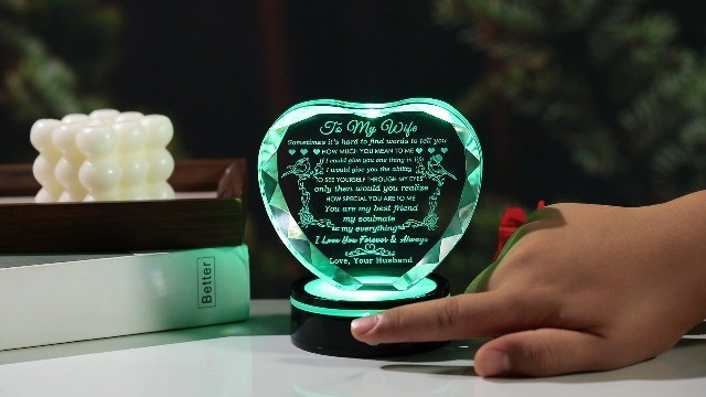 Romantic LED Base Gifts for Wife – Crystal Keepsake, Anniversary & Birthday Idea