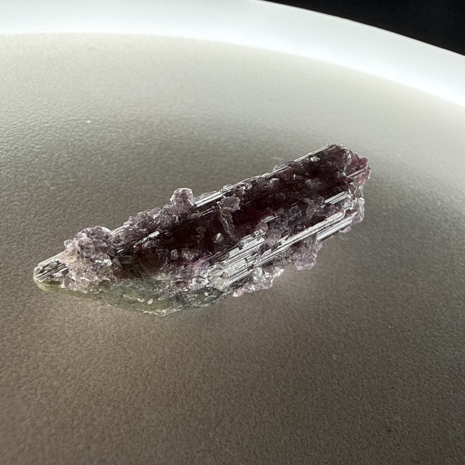 Purple Tourmaline w Lilac Lepidolite, Minas Gerais, Brazil, 12.5gr (Pseudomorph?