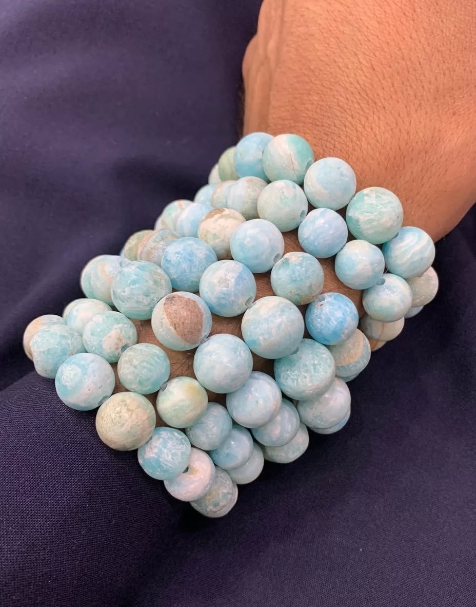 Elegant Blue Aragonite Gemstone Bracelet Wear Positive Energy
