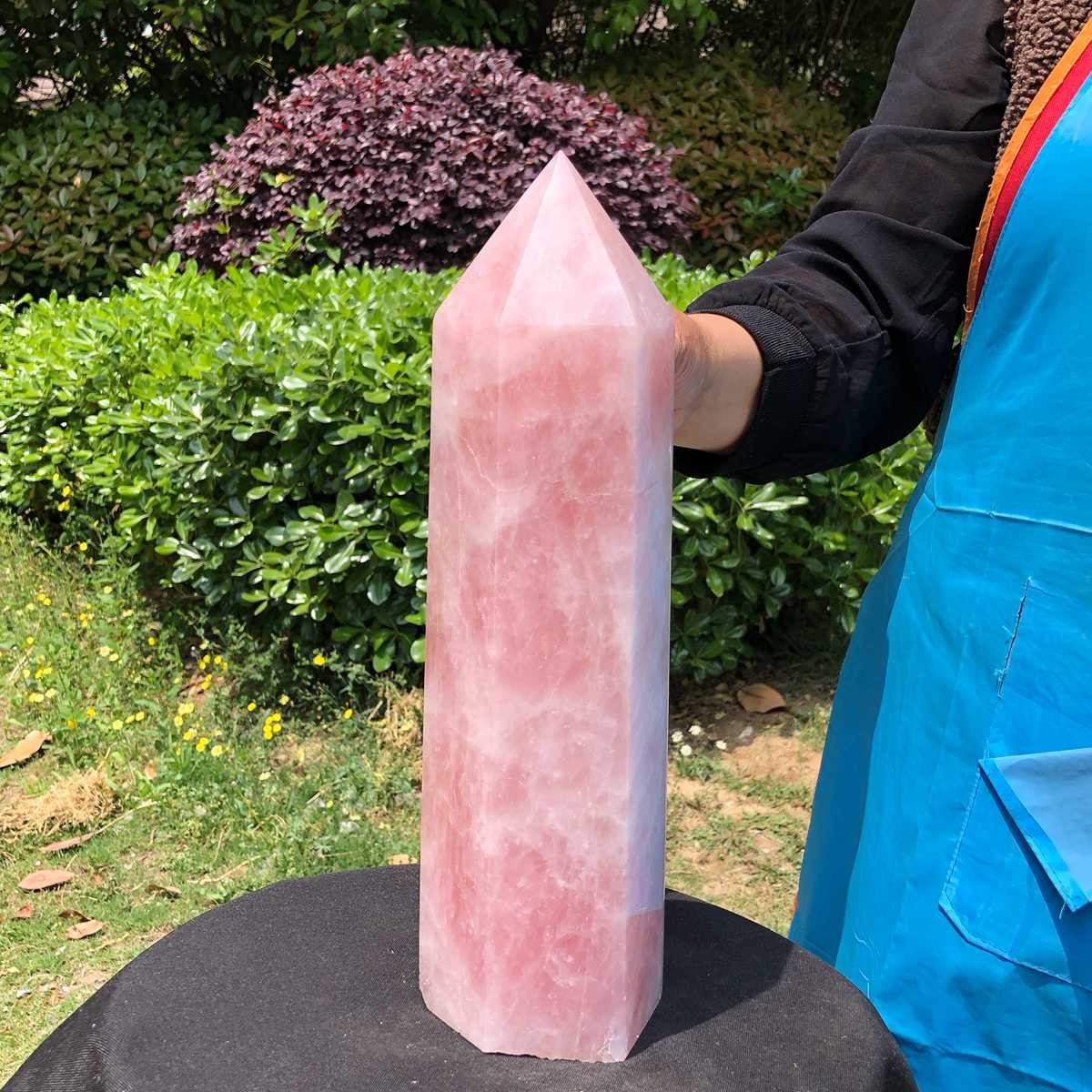 9.74LB Natural rose quartz obelisk pink crystal tower point healing decor