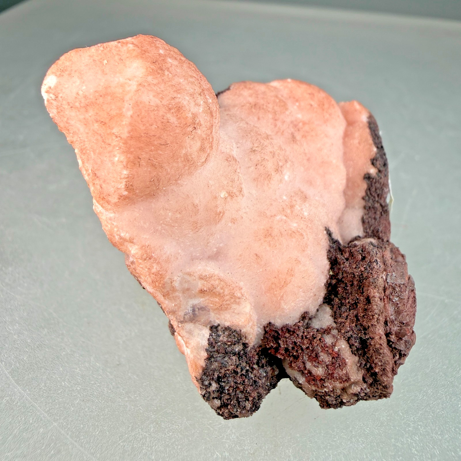 Vibrant Pink Manganocalcite on Hematite: Montreal Mine, Iron County, Wisconsin