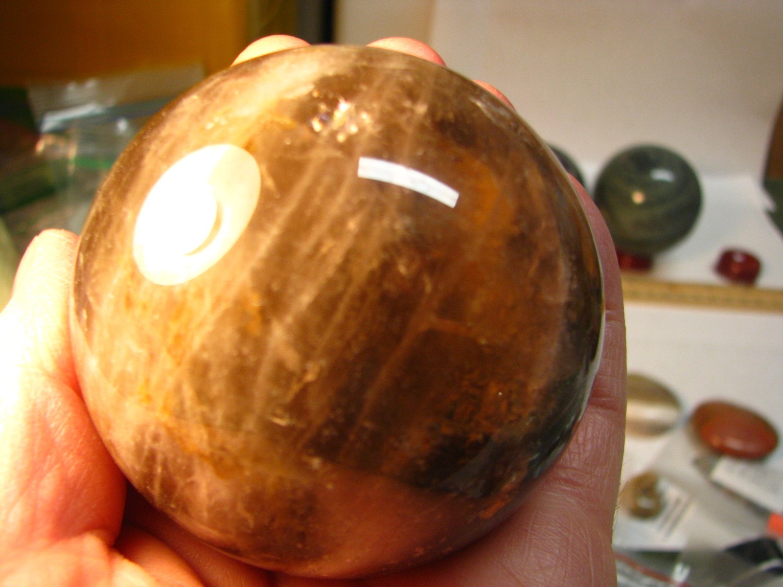 2.97lbs 3 SPHERES 1.1lb VERDE ANDEER 1lb SMOKY QUARTZ YOOPER W/STANDS BRAZIL#328