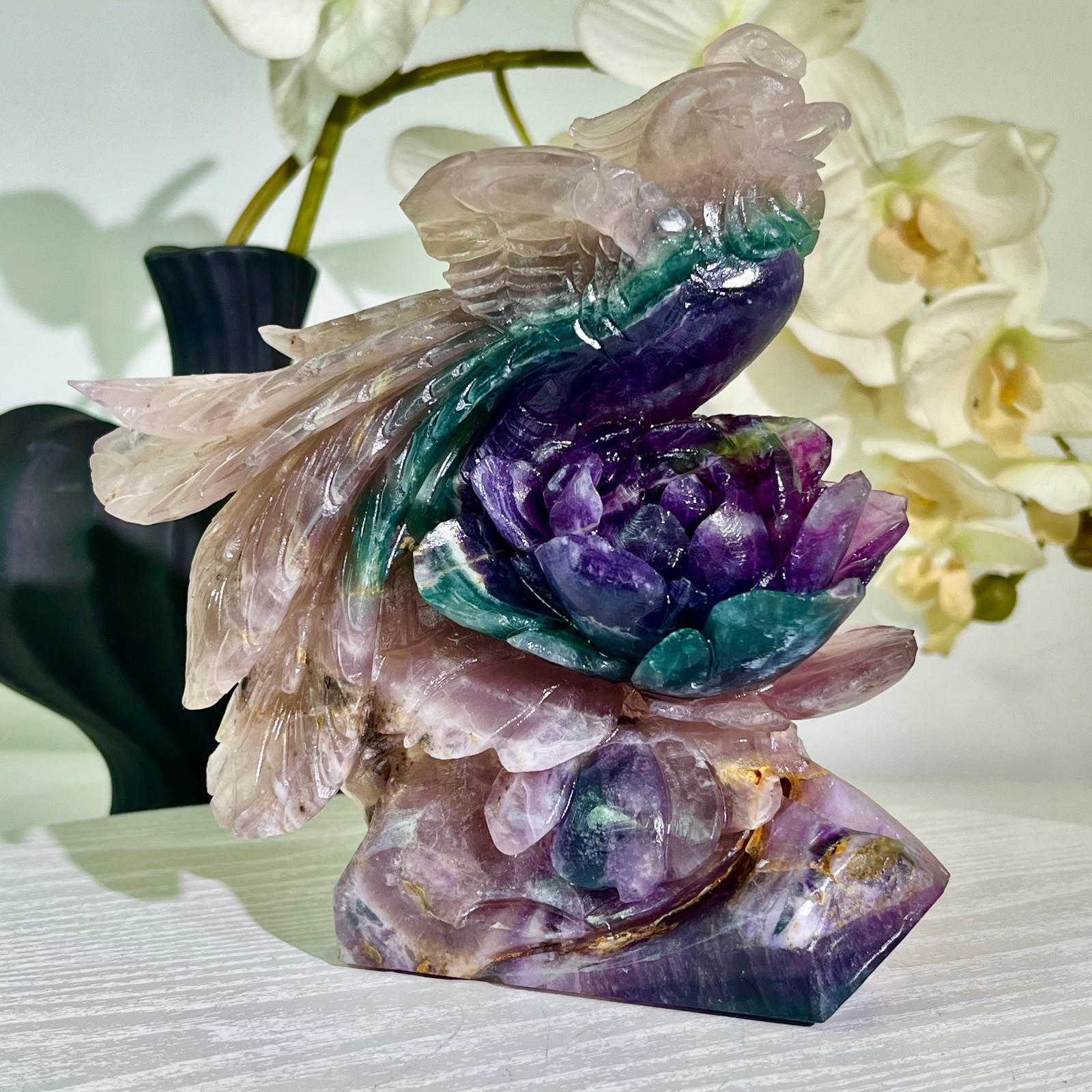 3.5LB Natural fluorite quartz products, hand carved and polished spiritual orna