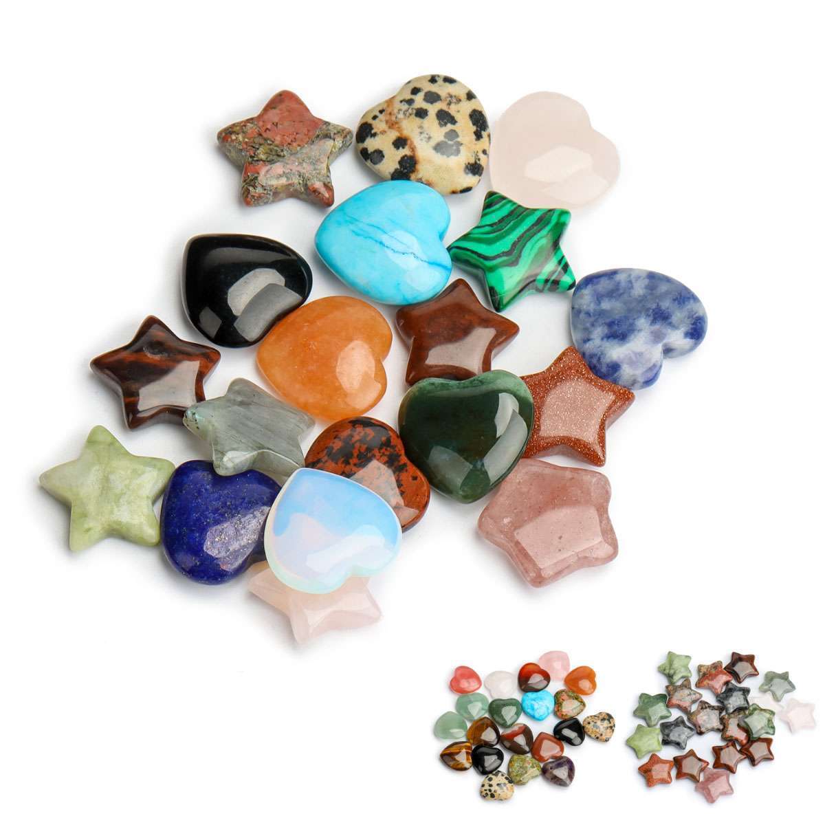 UP TO 50PC Colorful Stars Hearts Natural Stones Reiki Healing crystal home decor