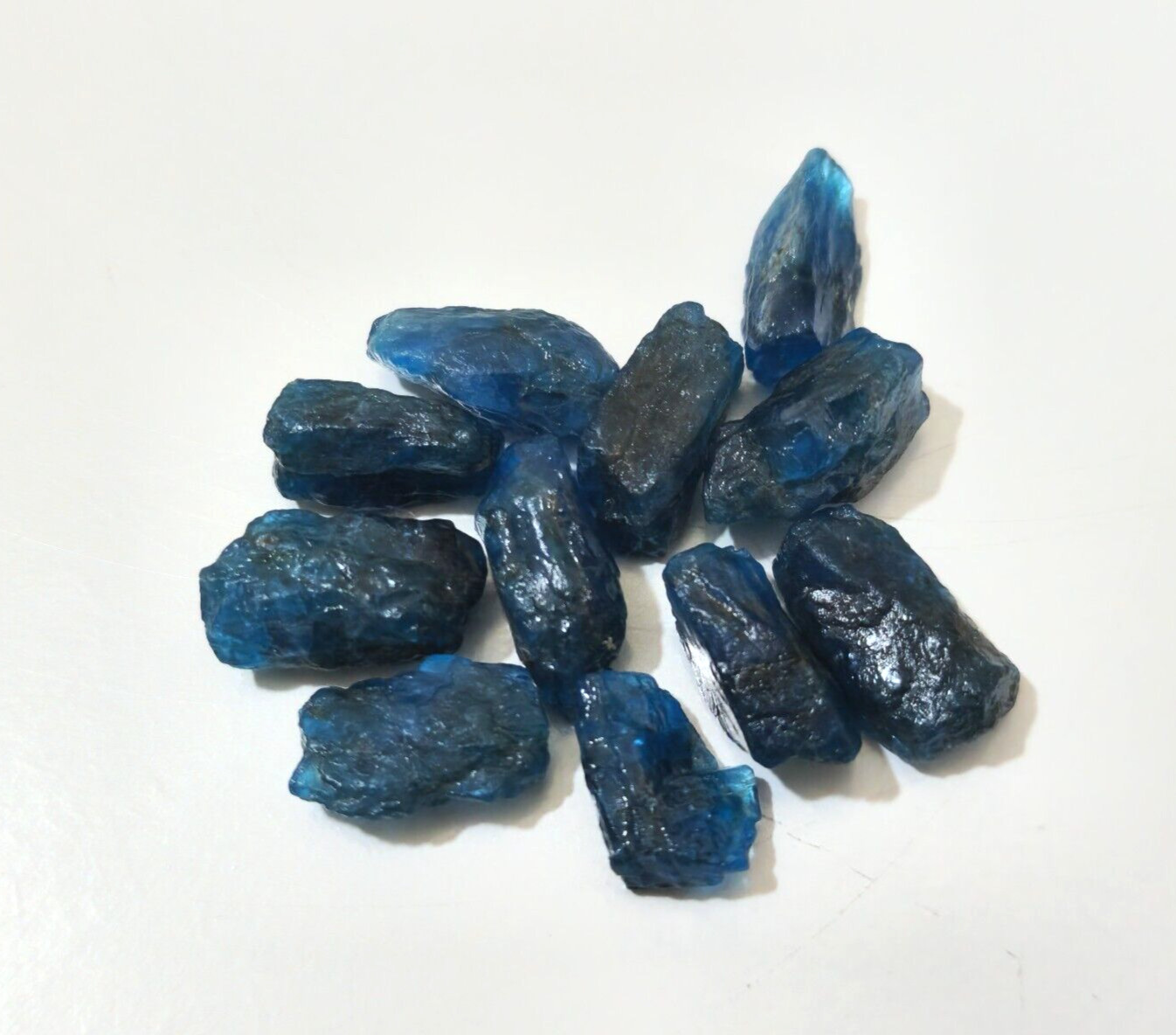 Stunning Blue Apatite Raw 11 Piece 10-14 MM Blue Apatite Crystal Rough Jewelry