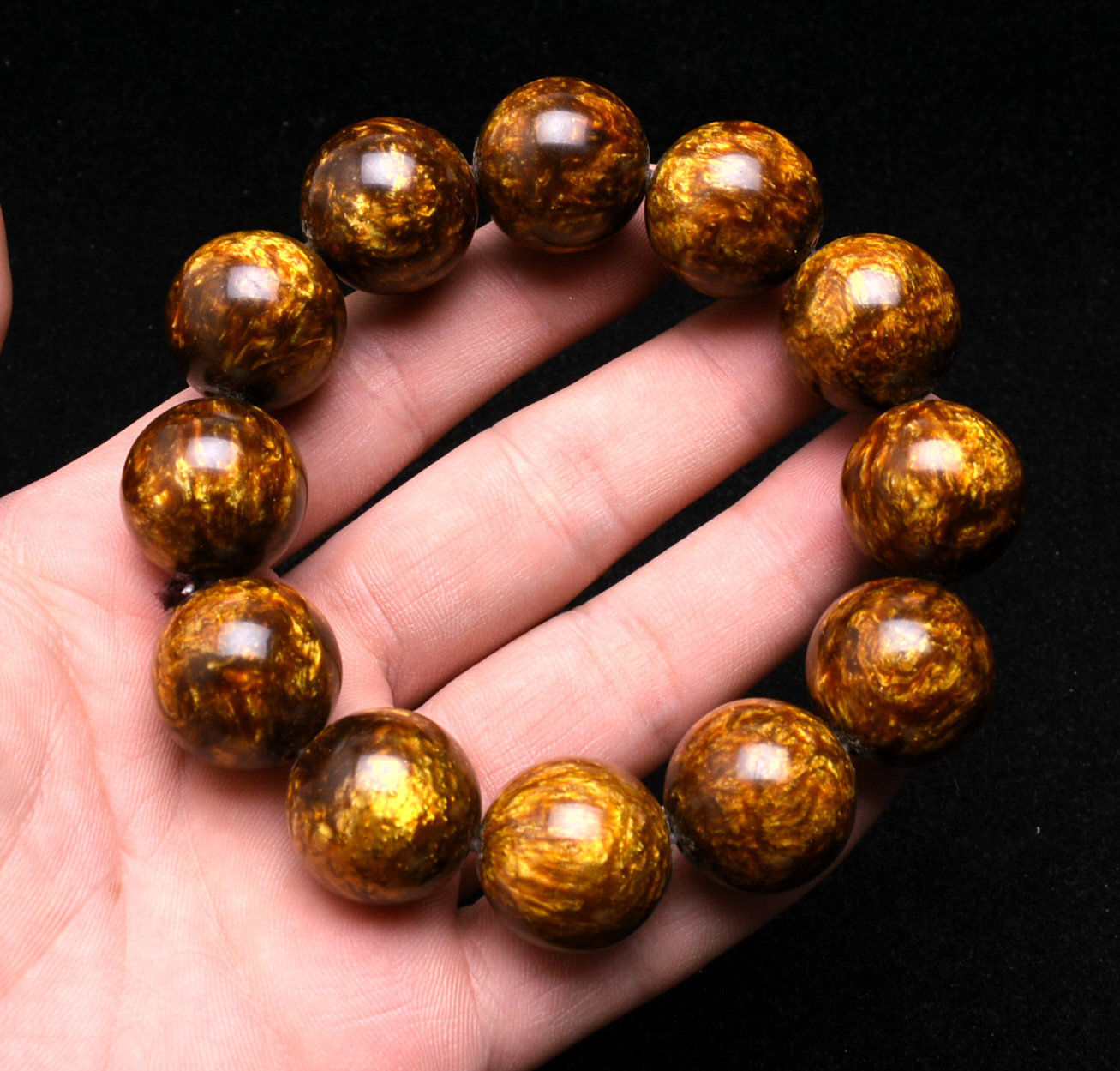Genuine Golden Black Coral Sea Willow Bracelet Beads 18MM